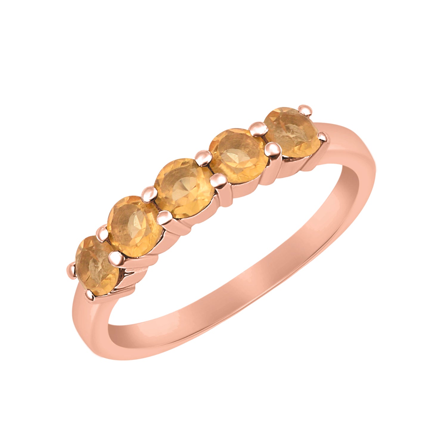 Citrine Five Stone Stackable Ring - Sterling Silver