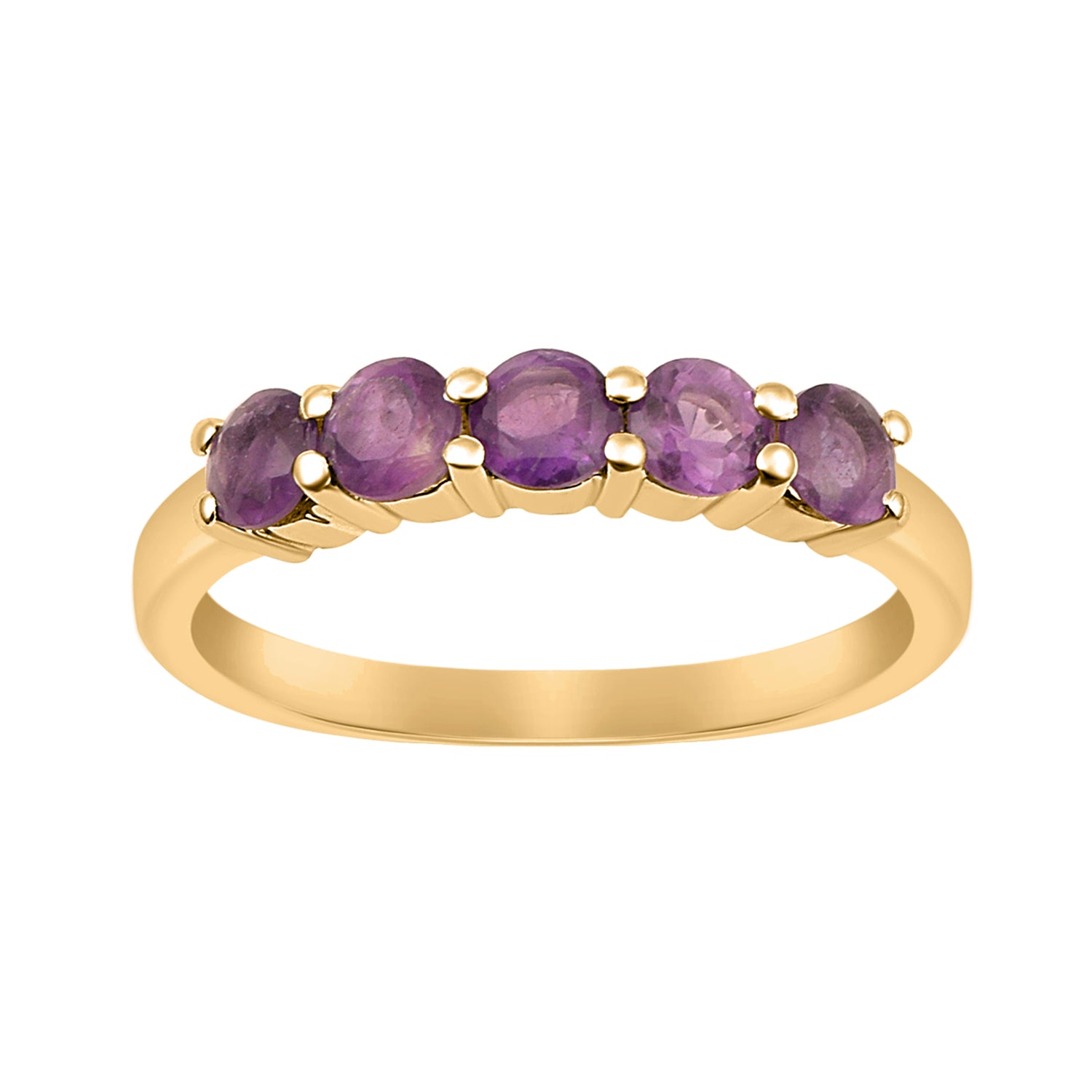 Amethyst Five Stone Stackable Ring - Sterling Silver