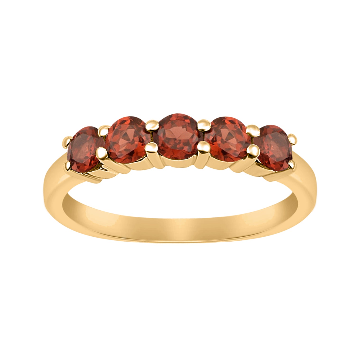 Garnet Five Stone Stackable Ring - Sterling Silver