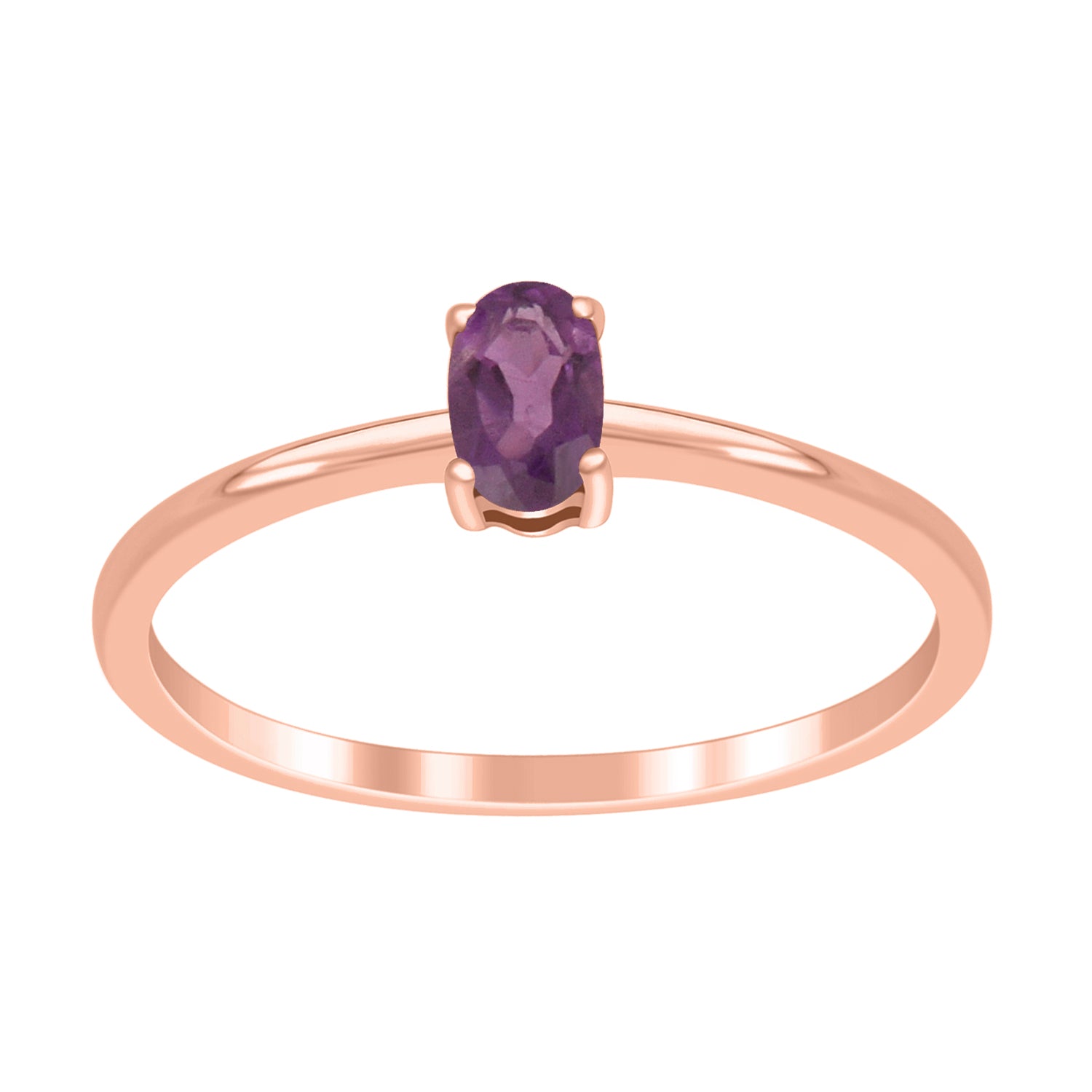 Amethyst Solitaire Tiny Ring - Sterling Silver