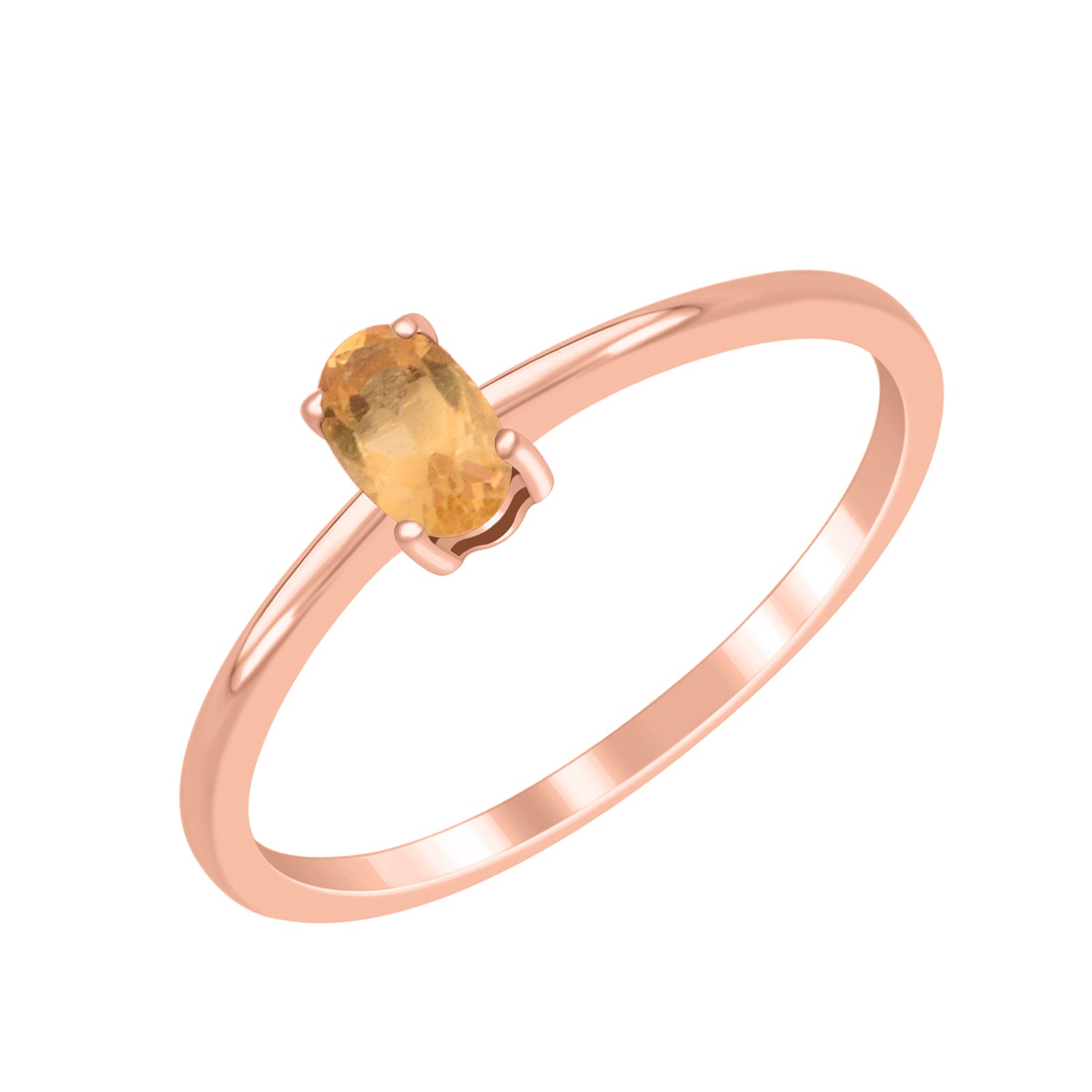 Citrine Solitaire Tiny Ring - Sterling Silver