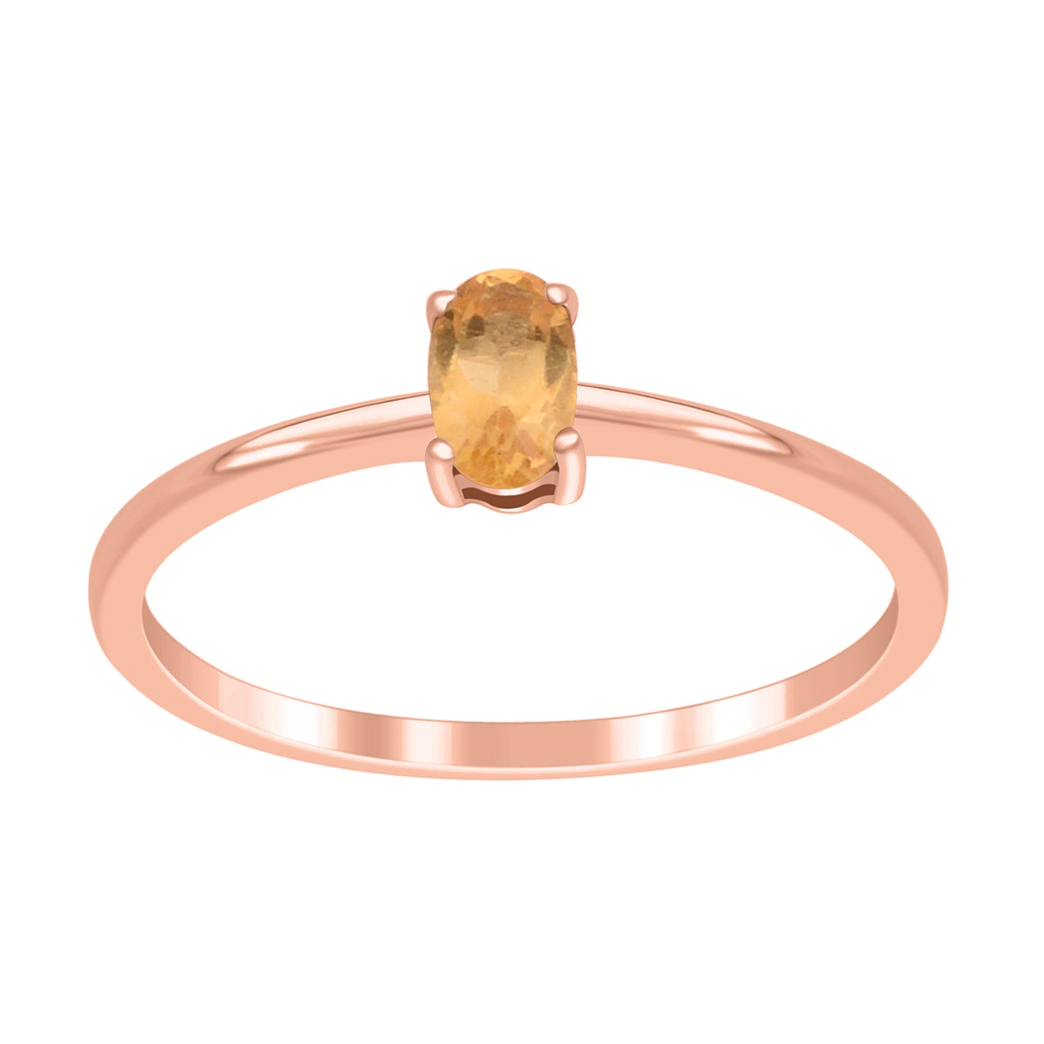 Citrine Solitaire Tiny Ring - Sterling Silver