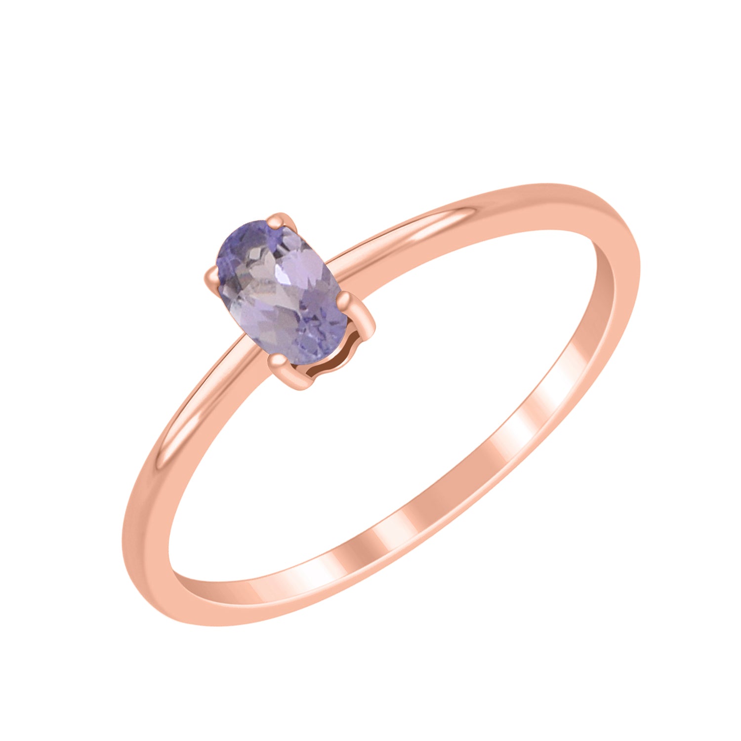Tanzanite Solitaire Tiny Ring - Sterling Silver