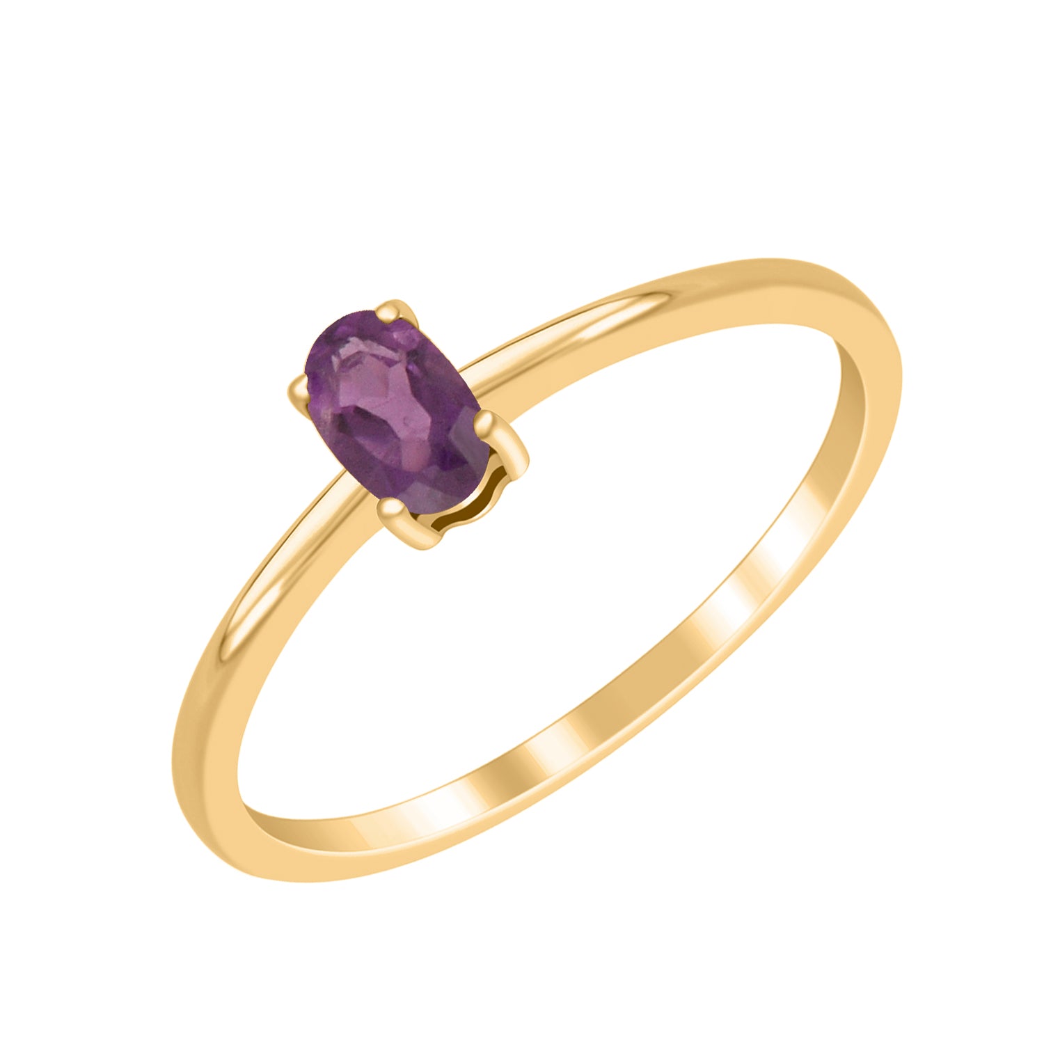 Amethyst Solitaire Tiny Ring - Sterling Silver