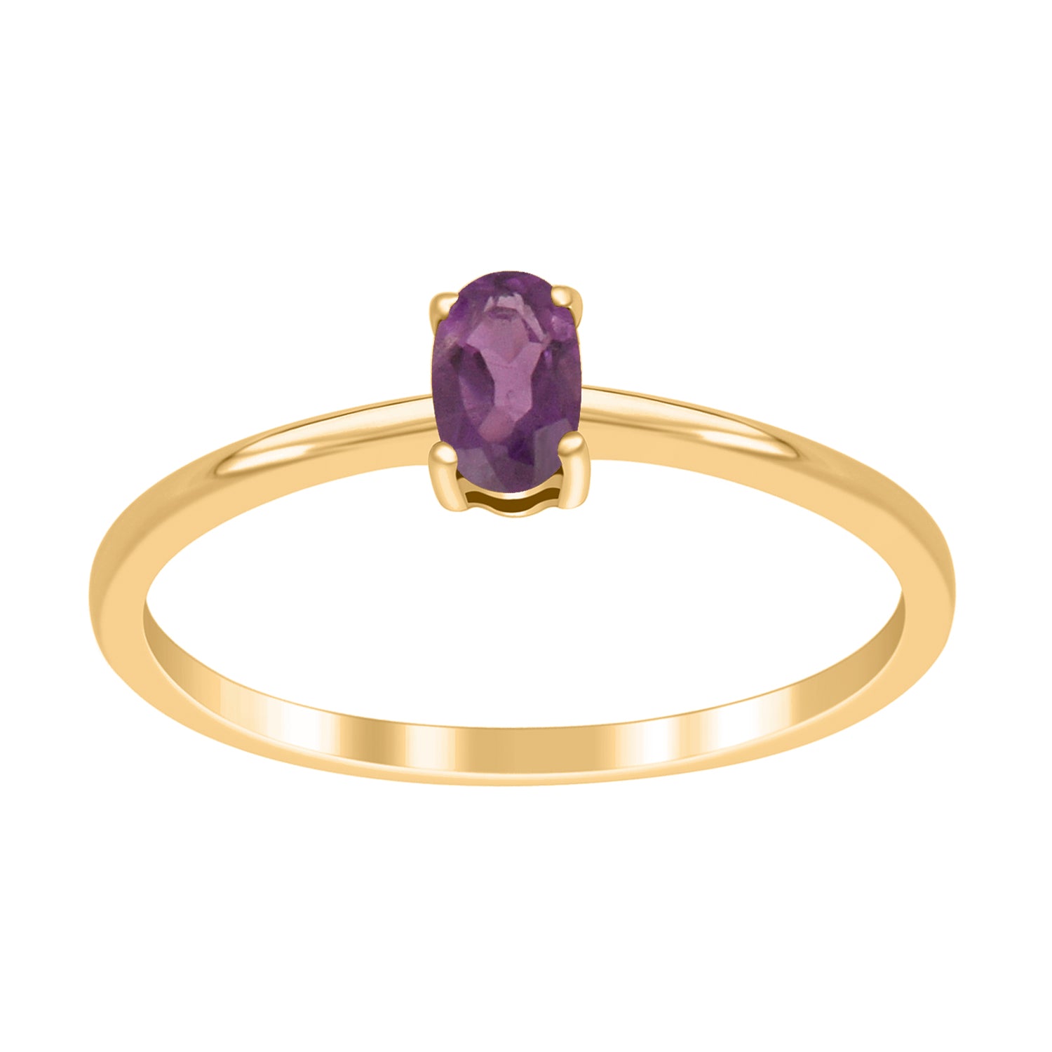 Amethyst Solitaire Tiny Ring - Sterling Silver