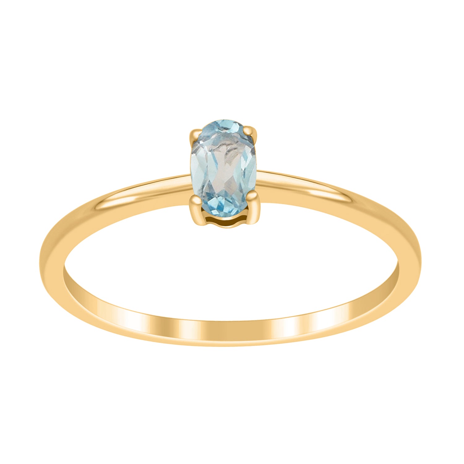 Aquamarine Solitaire Tiny Ring - Sterling Silver