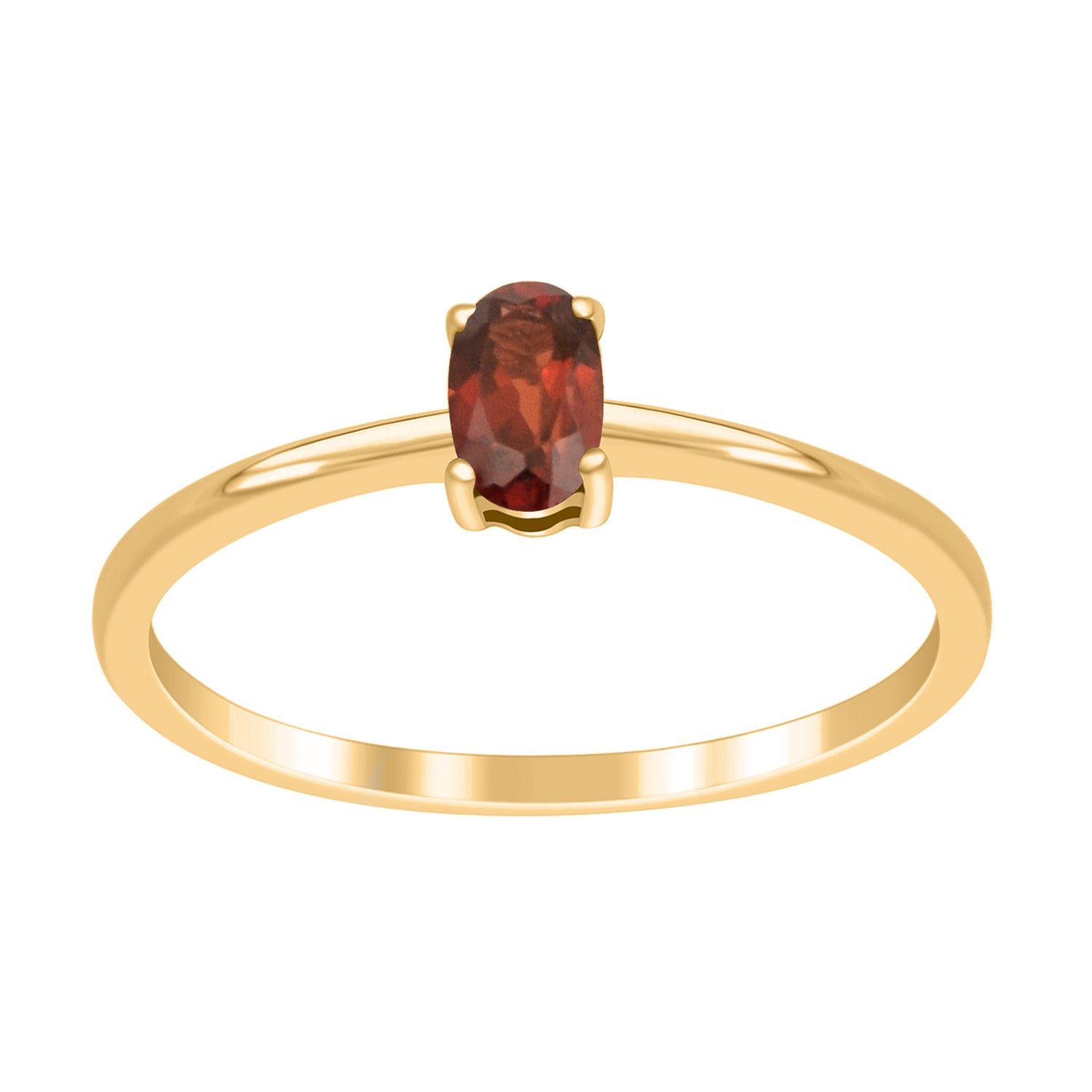 Garnet Solitaire Tiny Ring - Sterling Silver