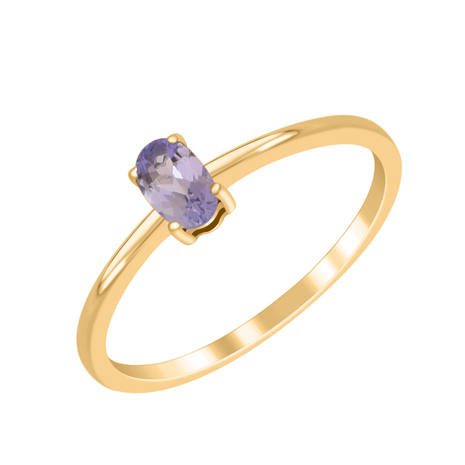 Tanzanite Solitaire Tiny Ring - Sterling Silver