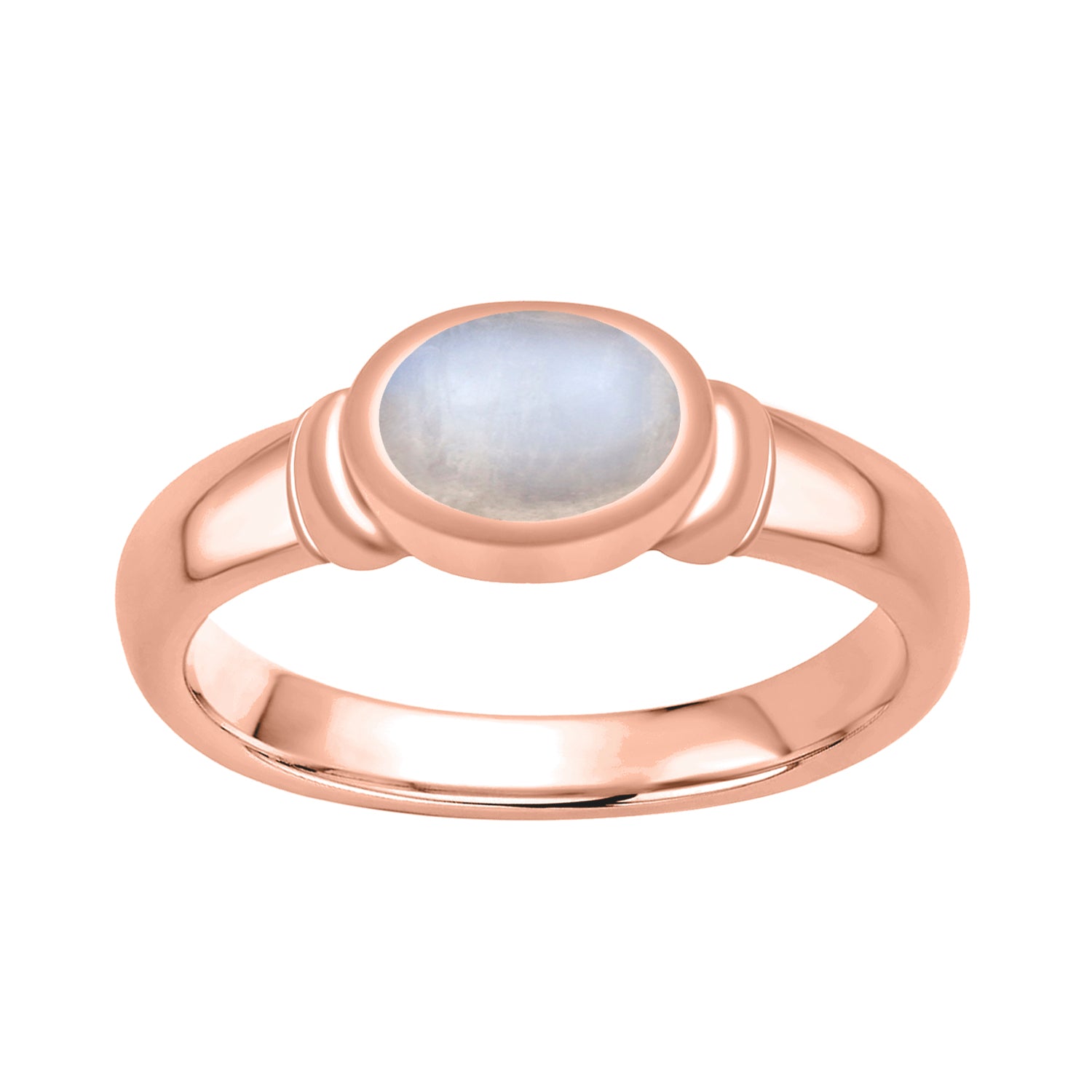 Moonstone Bezel Set Solitaire Ring - Sterling Silver