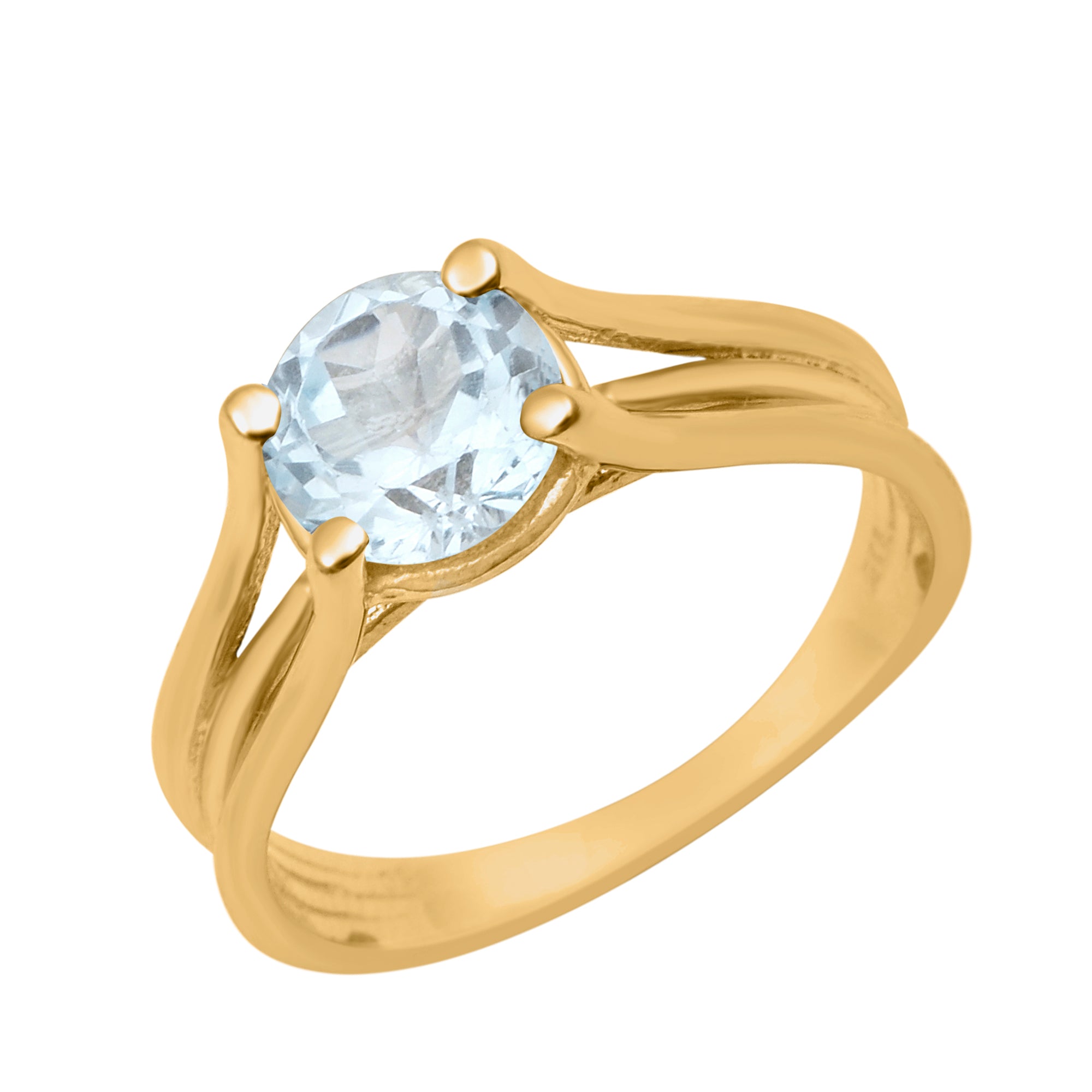 Aquamarine Round 8mm Solitaire Ring - Sterling Silver