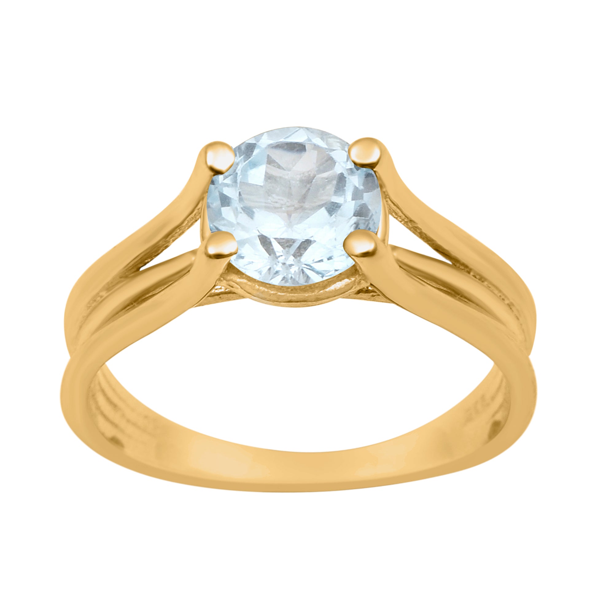 Aquamarine Round 8mm Solitaire Ring - Sterling Silver