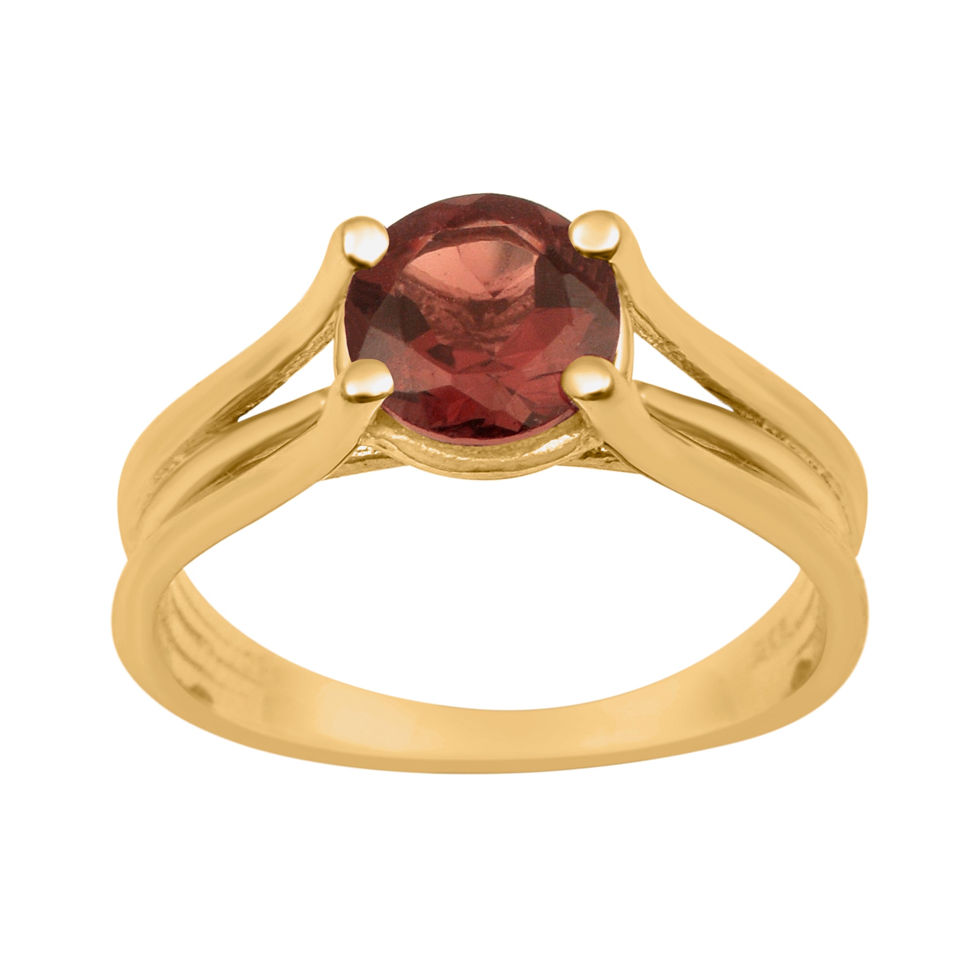 Garnet Round 8mm Solitaire Ring - Sterling Silver