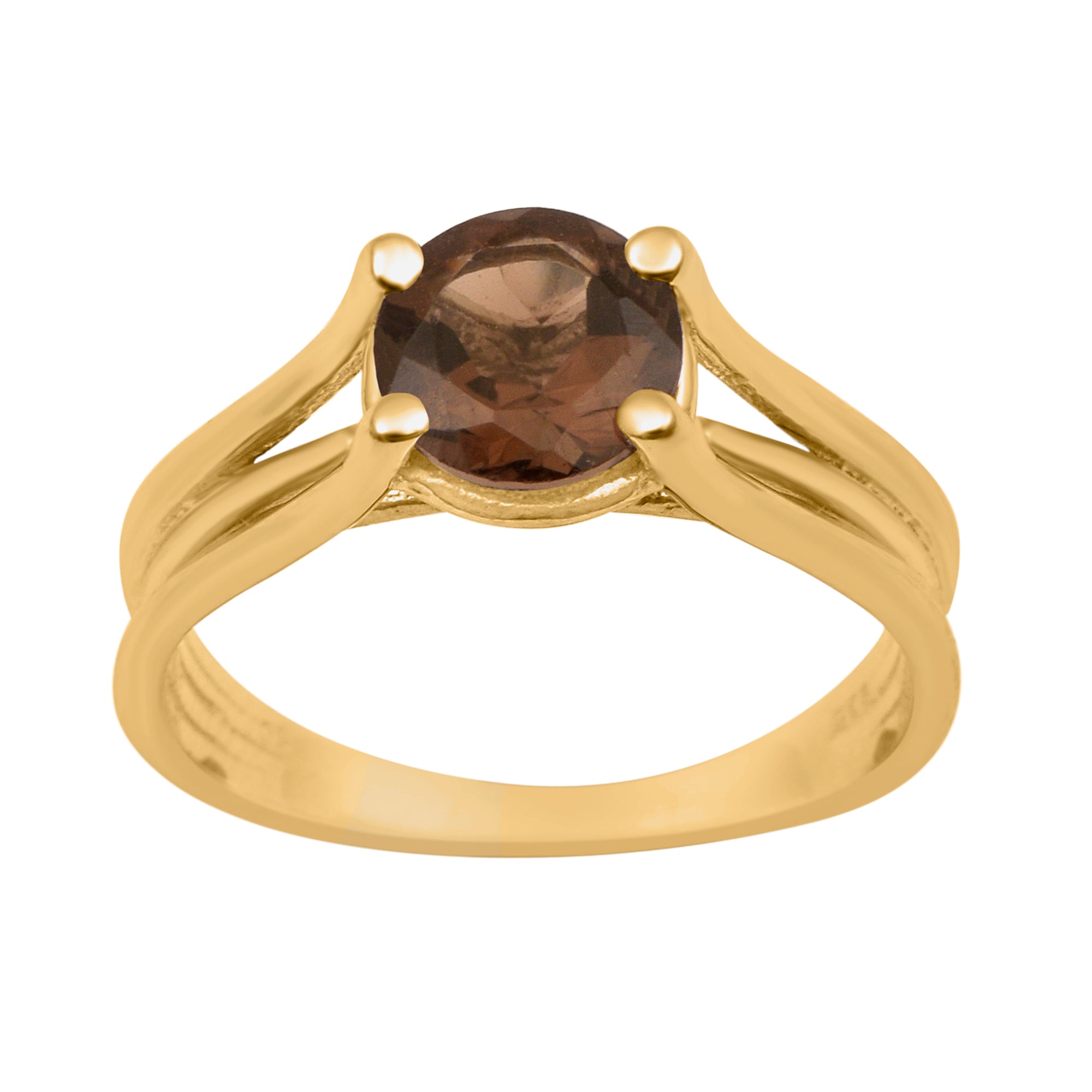 Smoky Quartz Round 8mm Solitaire Ring - Sterling Silver