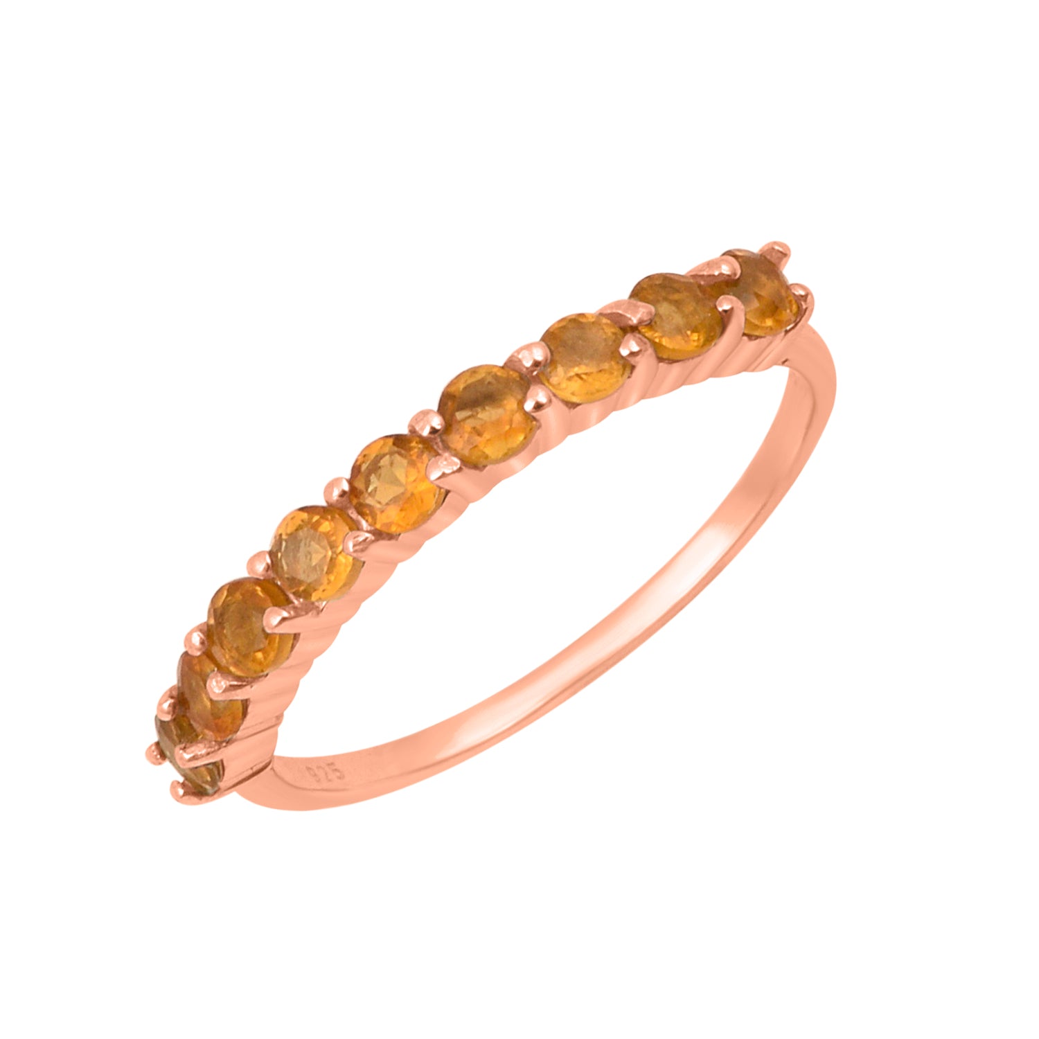 Citrine Halt Eternity Stackable Ring - Sterling Silver