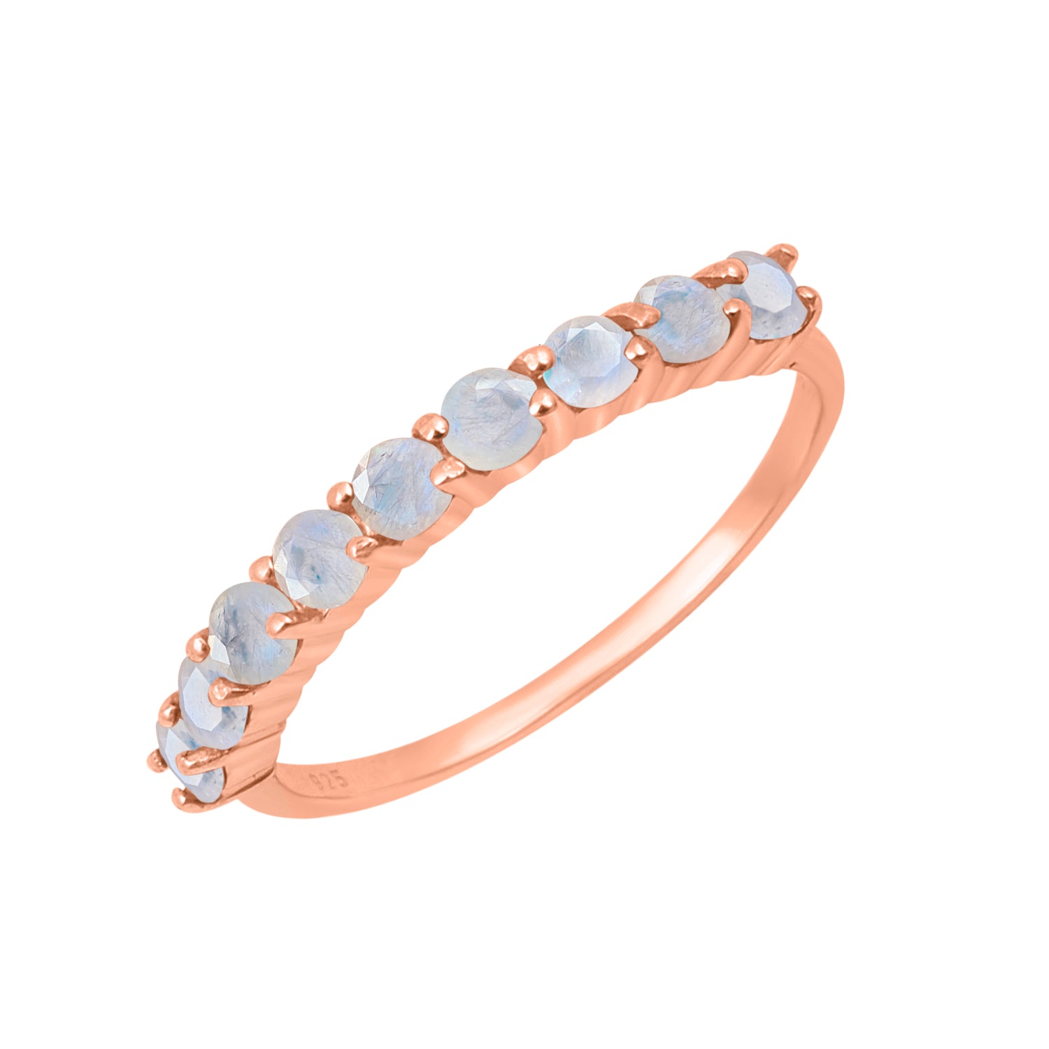 Moonstone Halt Eternity Stackable Ring - Sterling Silver