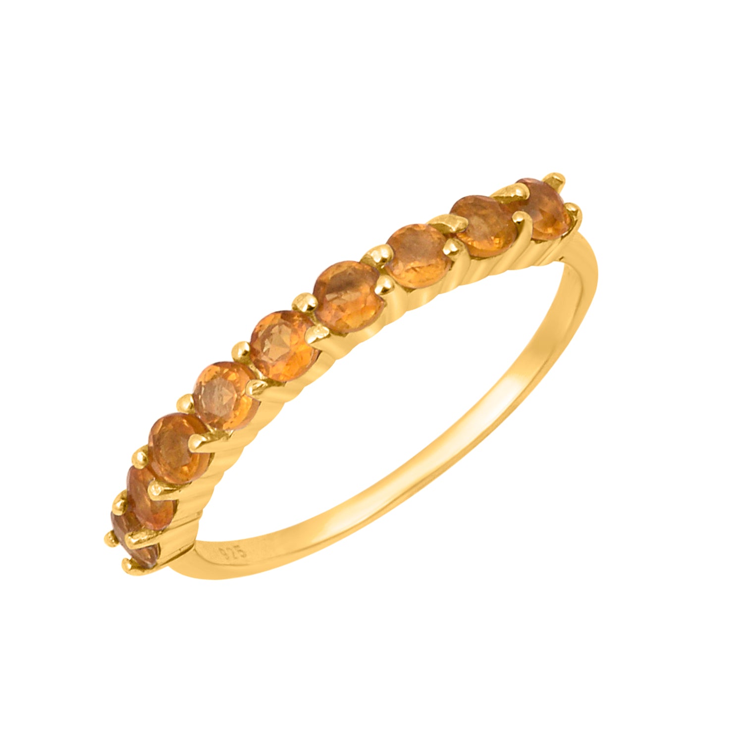 Citrine Halt Eternity Stackable Ring - Sterling Silver