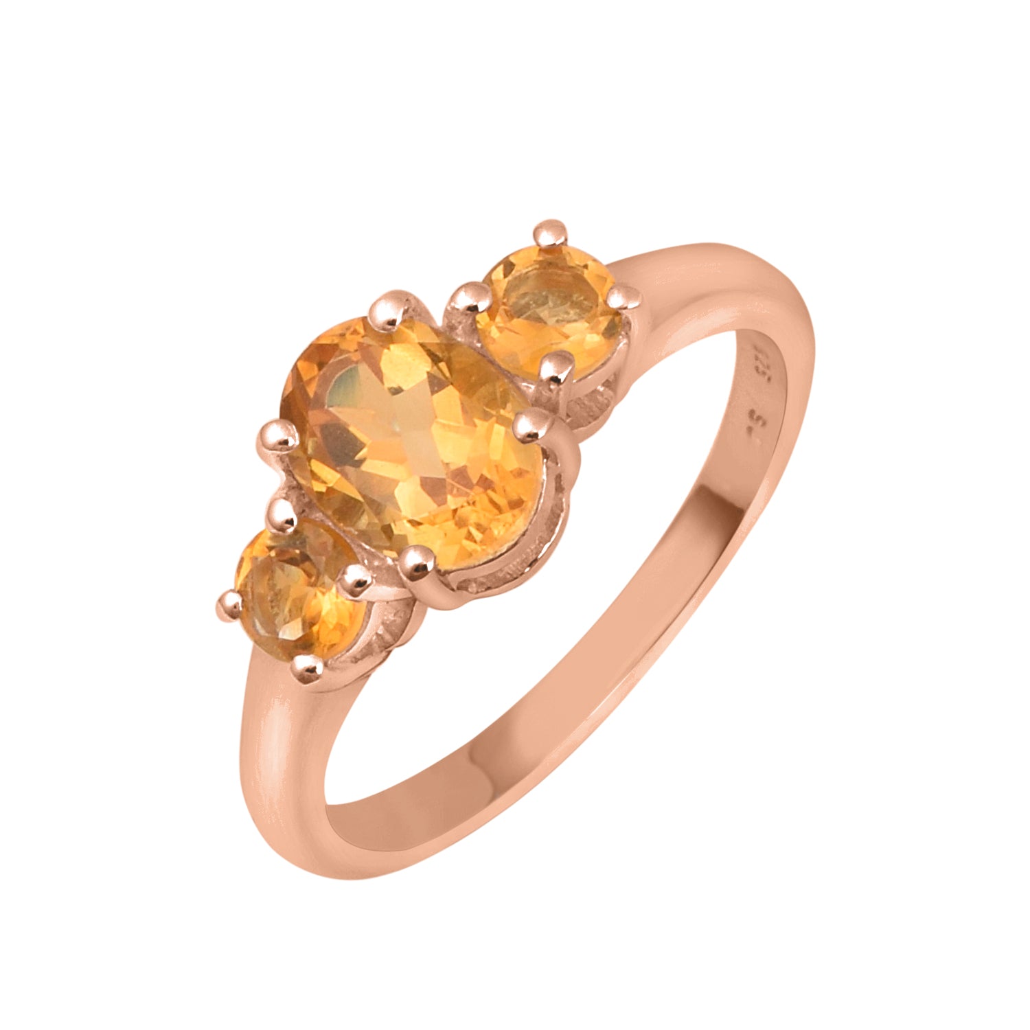 Citrine Three-Stone Ring -Sterling Silver