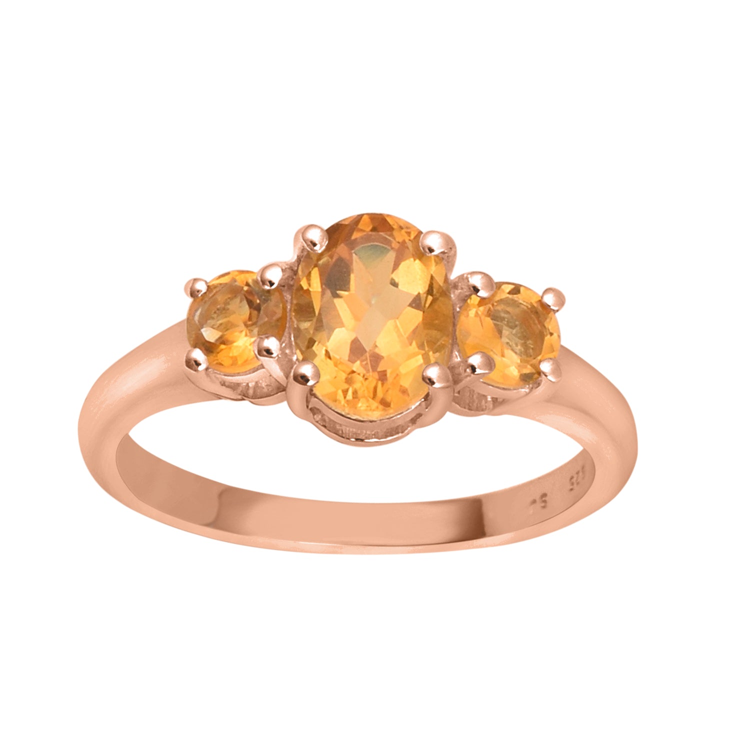 Citrine Three-Stone Ring -Sterling Silver