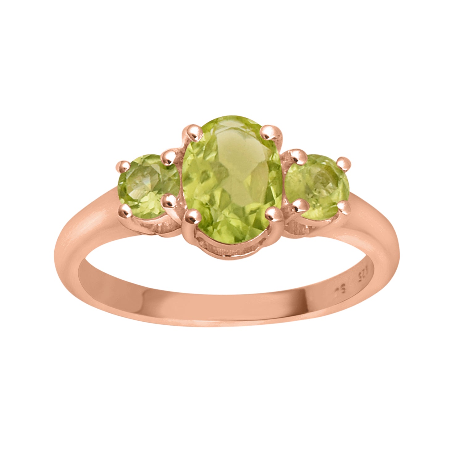 Peridot Three-Stone Ring -Sterling Silver