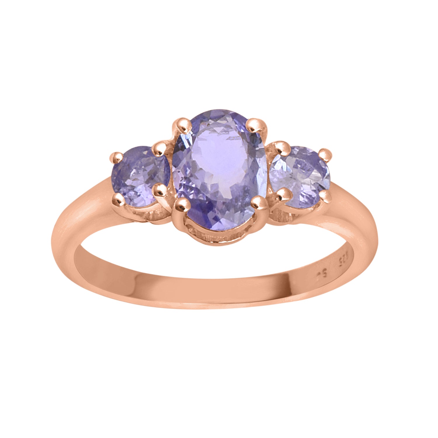 Tanzanite Three-Stone Ring -Sterling Silver