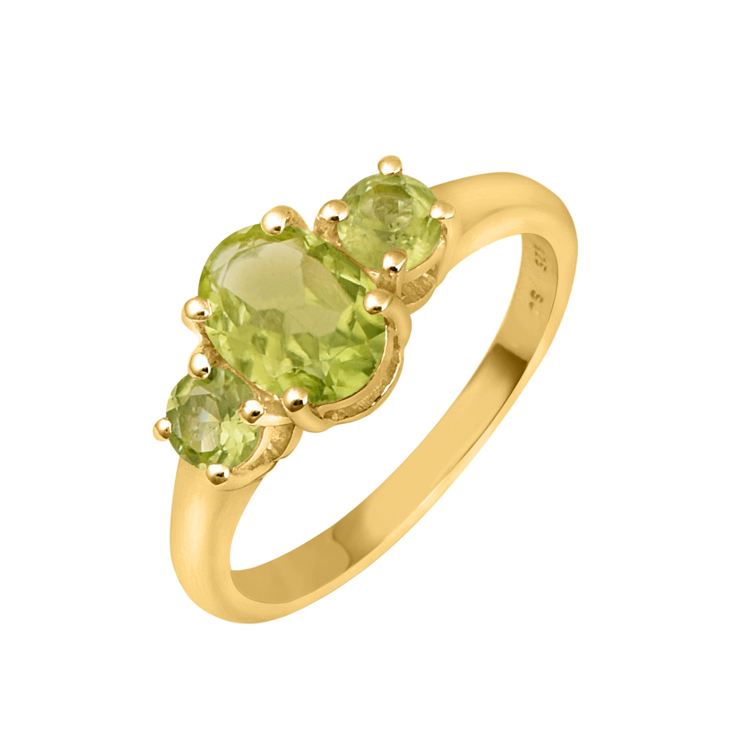 Peridot Three-Stone Ring -Sterling Silver