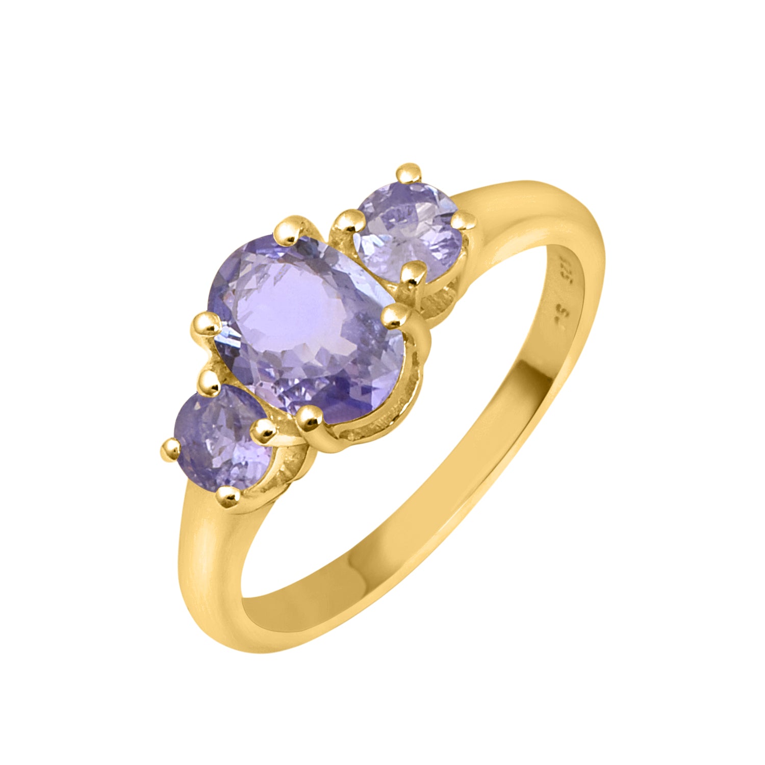 Tanzanite Three-Stone Ring -Sterling Silver