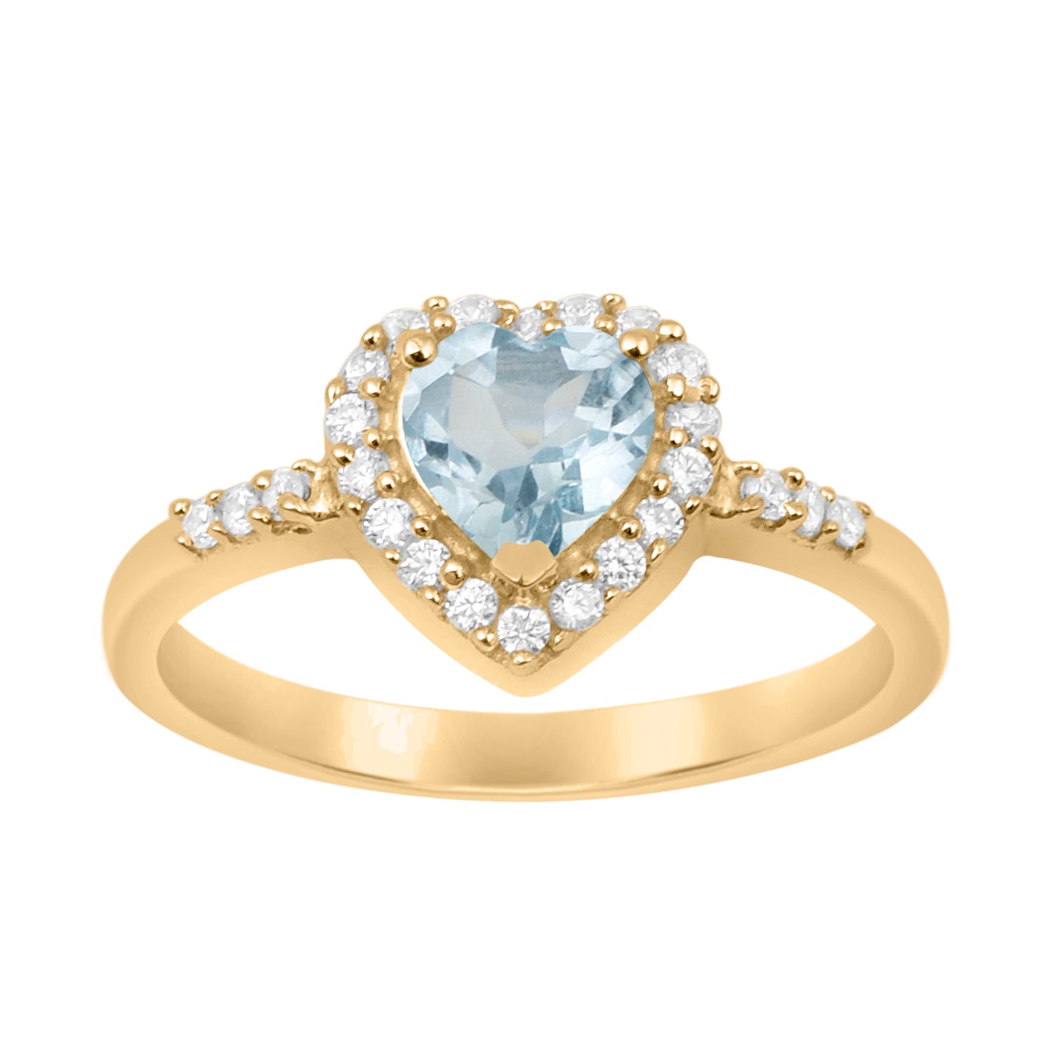 Blue Topaz Heart Shape Halo Ring - Sterling Silver