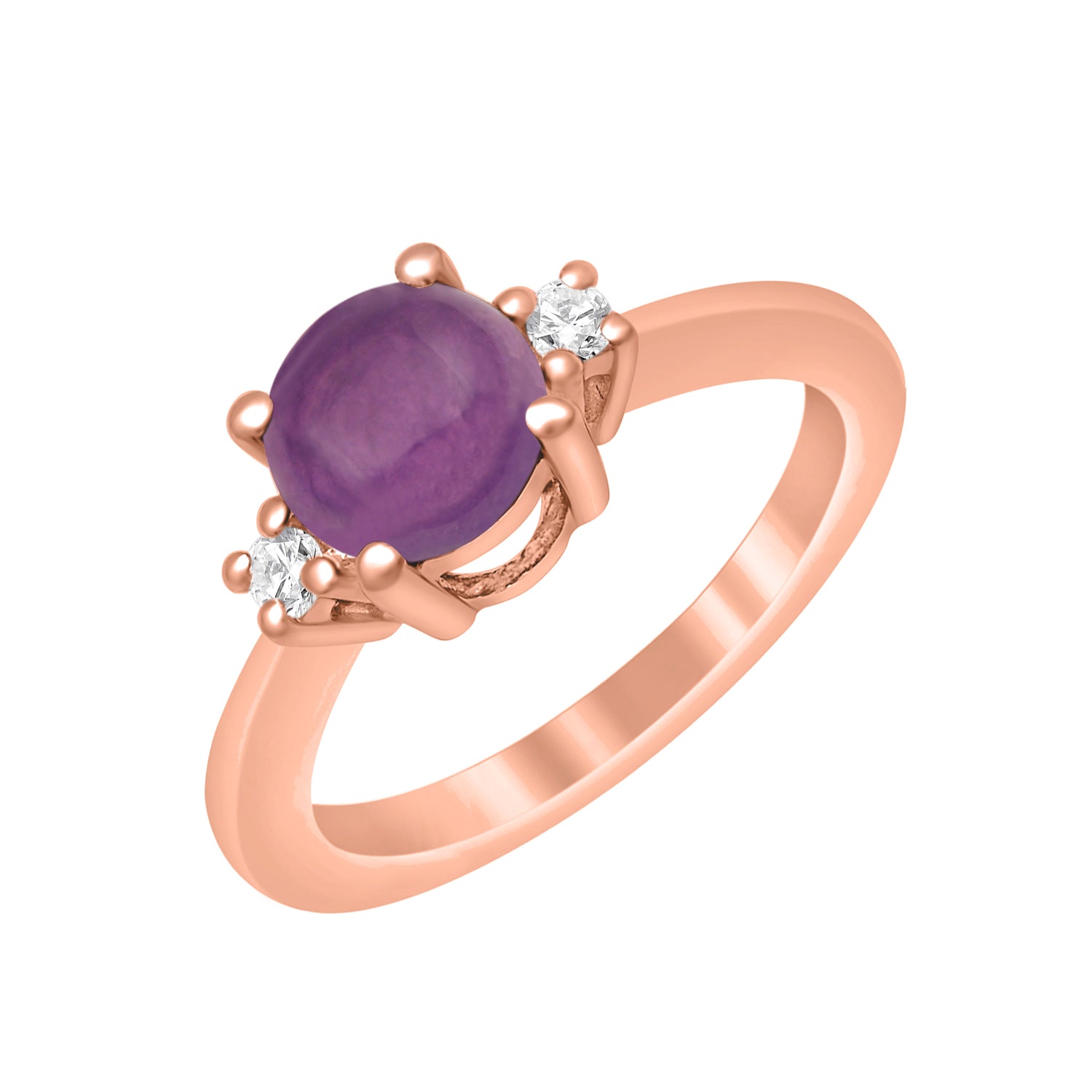 Amethyst Classic Three Stone Ring - Sterling Silver