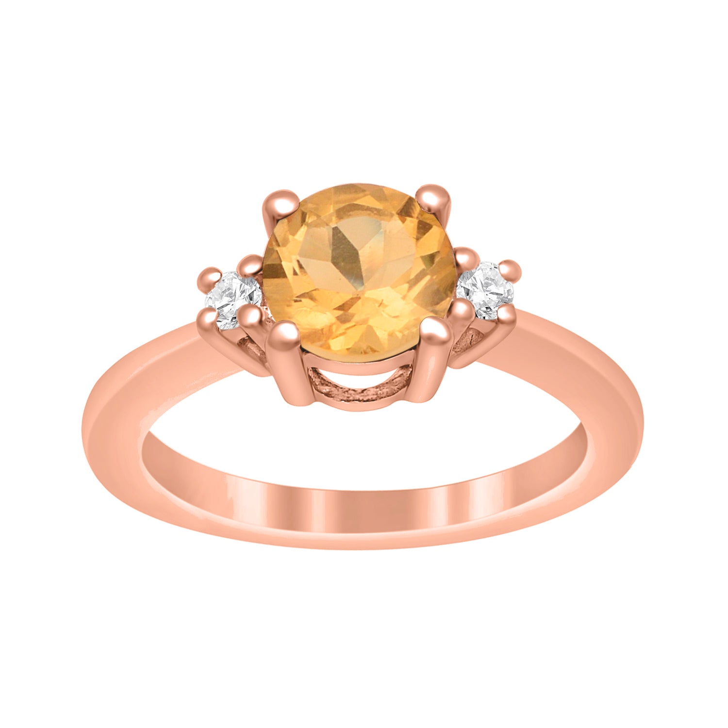 Citrine Classic Three Stone Ring - Sterling Silver