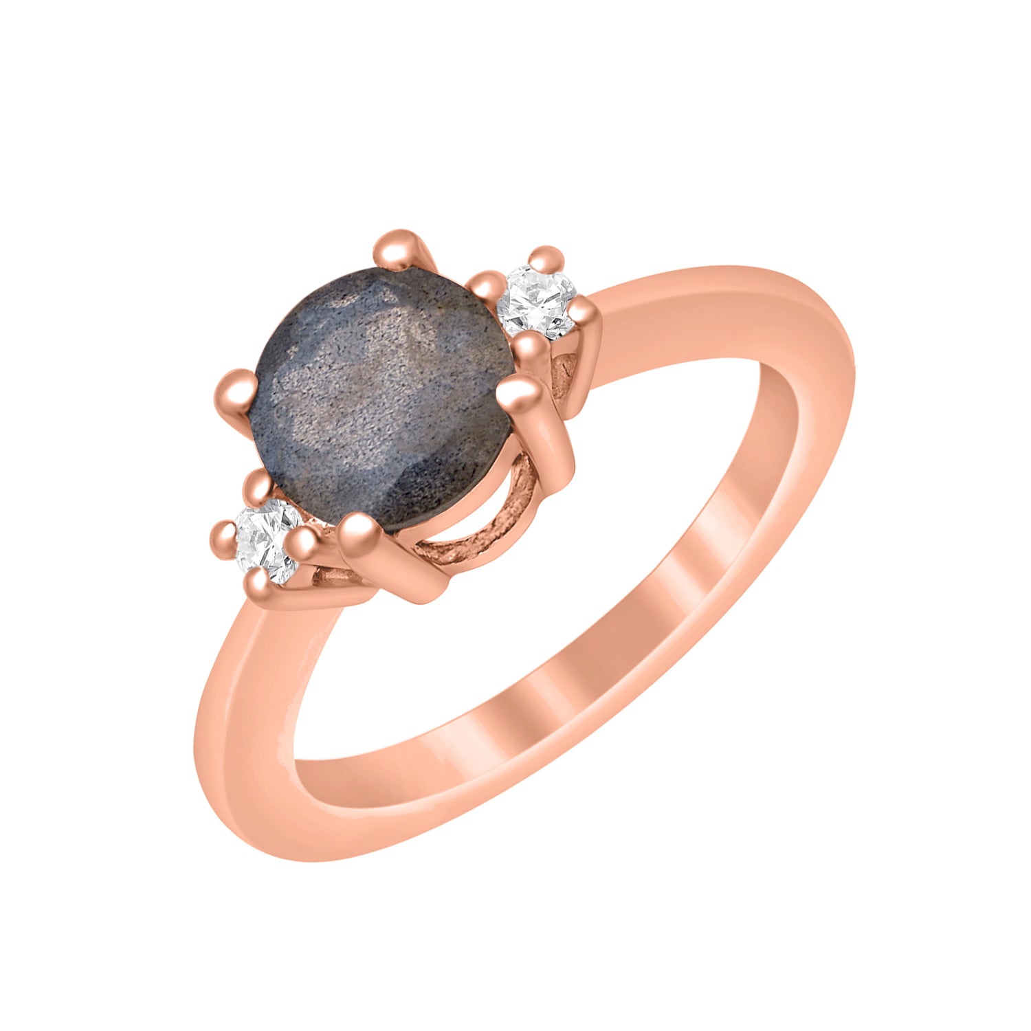 Labradorite Classic Three Stone Ring - Sterling Silver