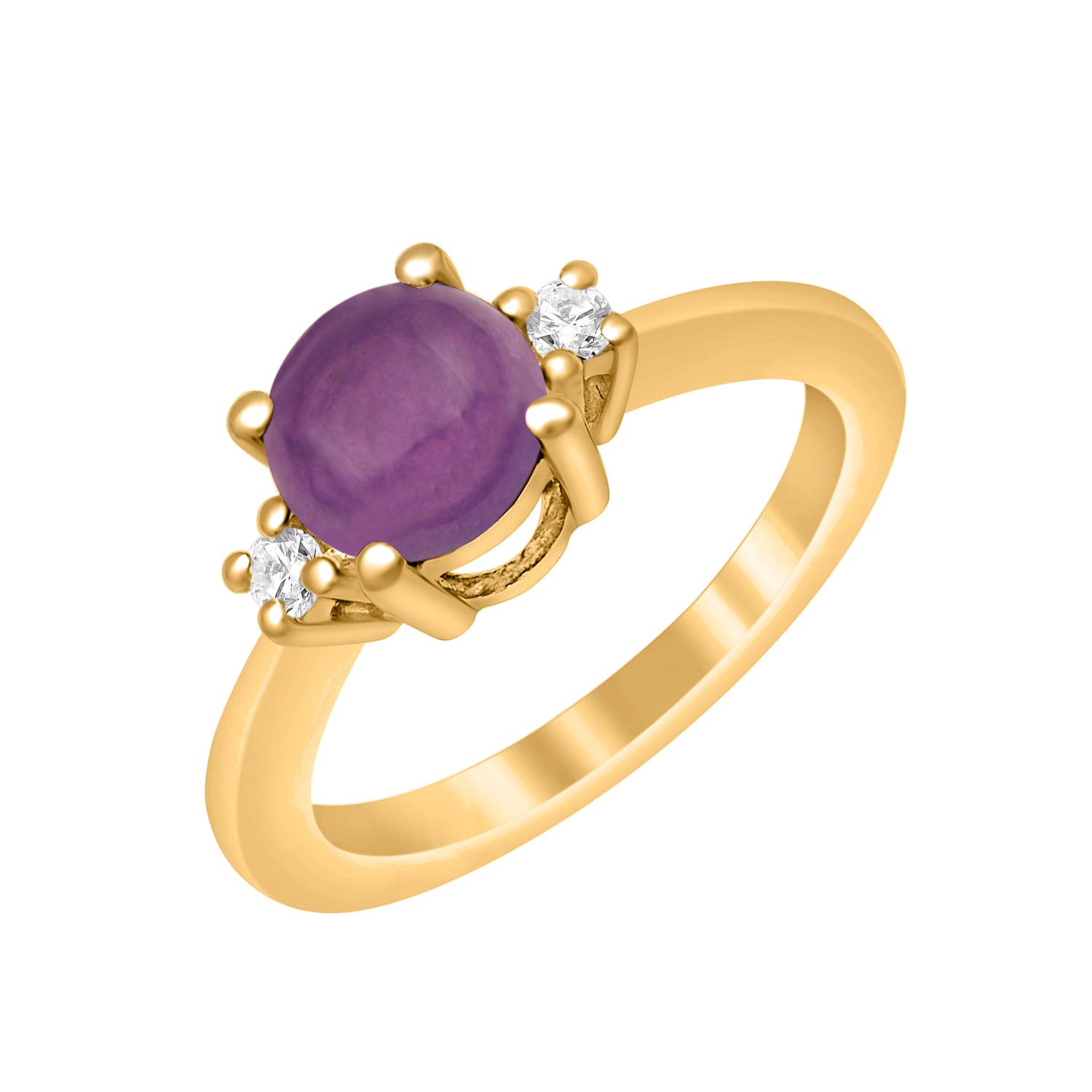 Amethyst Classic Three Stone Ring - Sterling Silver