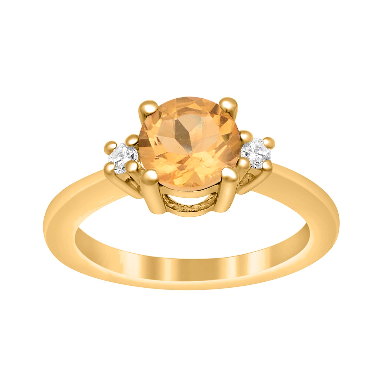 Citrine Classic Three Stone Ring - Sterling Silver