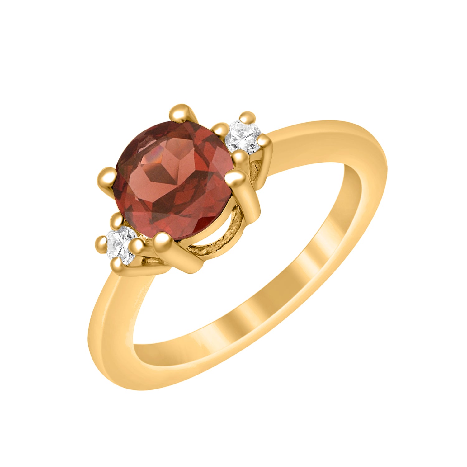 Garnet Classic Three Stone Ring - Sterling Silver
