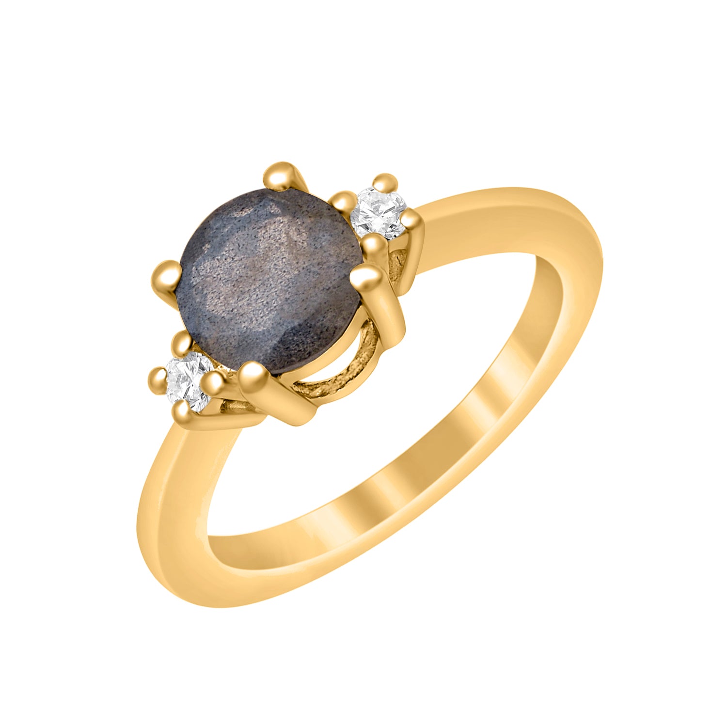 Labradorite Classic Three Stone Ring - Sterling Silver