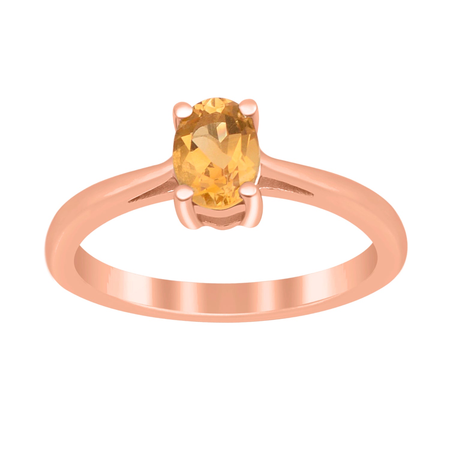Citrine Solitaire Minimalist Classic Ring- Sterling Silver