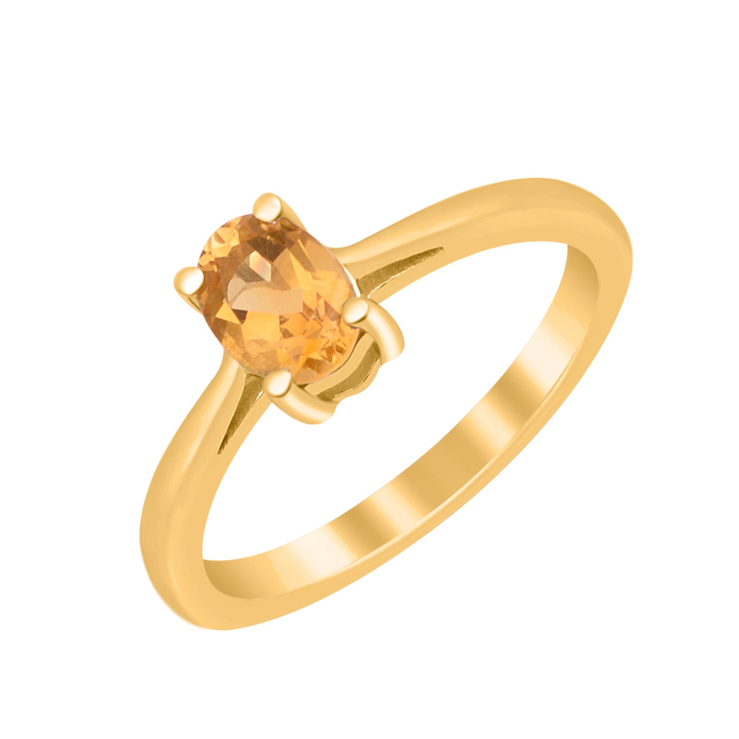 Citrine Solitaire Minimalist Classic Ring- Sterling Silver