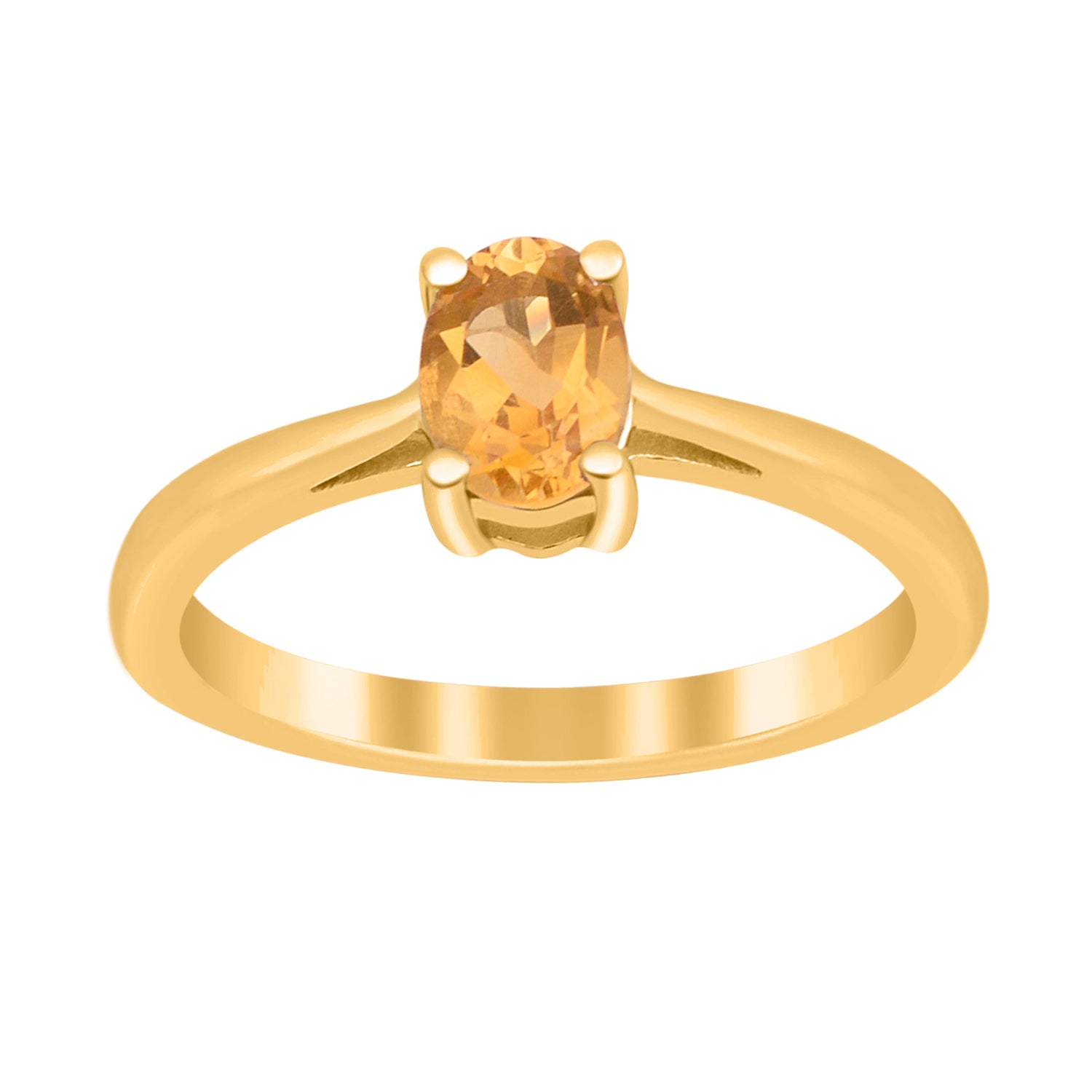 Citrine Solitaire Minimalist Classic Ring- Sterling Silver