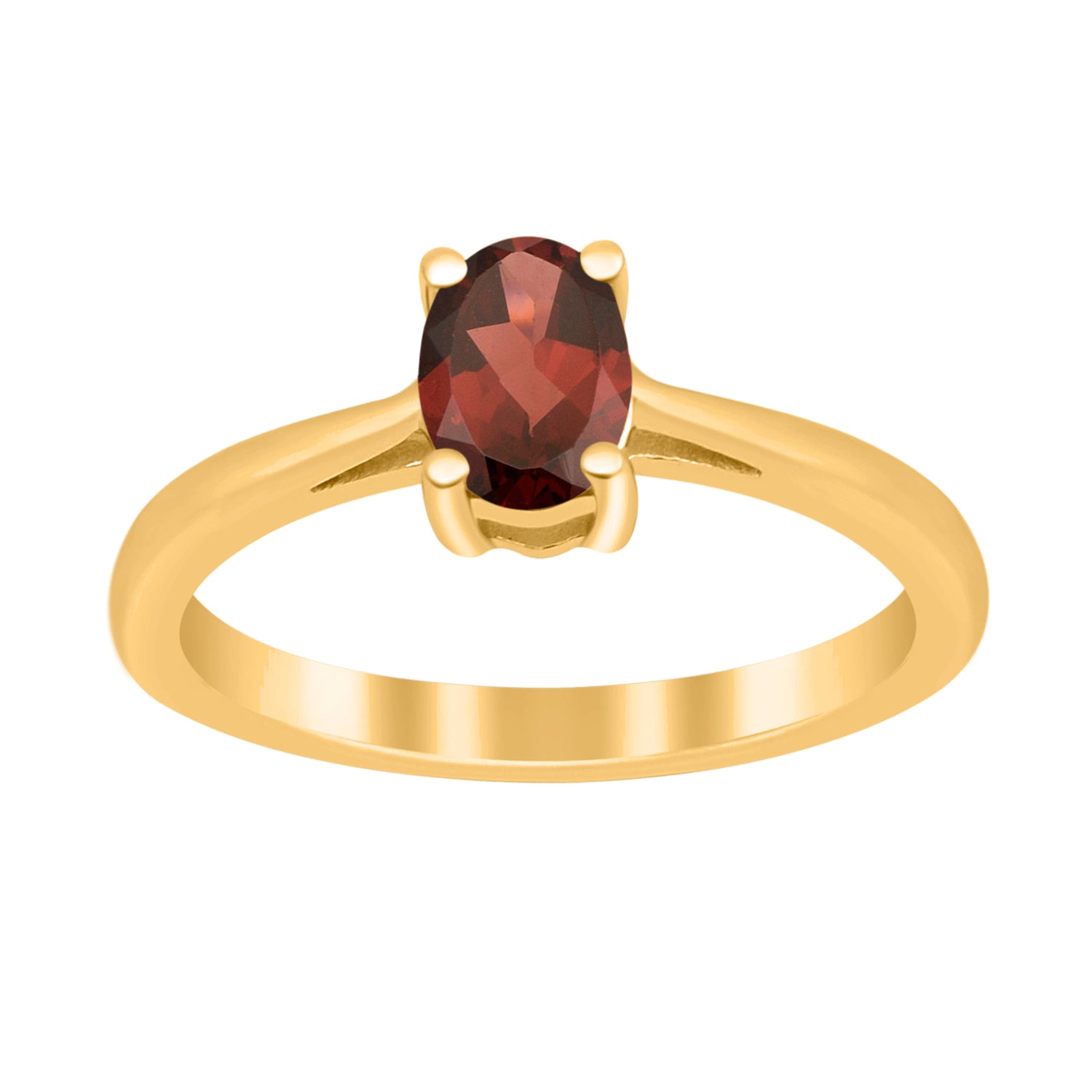 Garnet Solitaire Minimalist Classic Ring- Sterling Silver