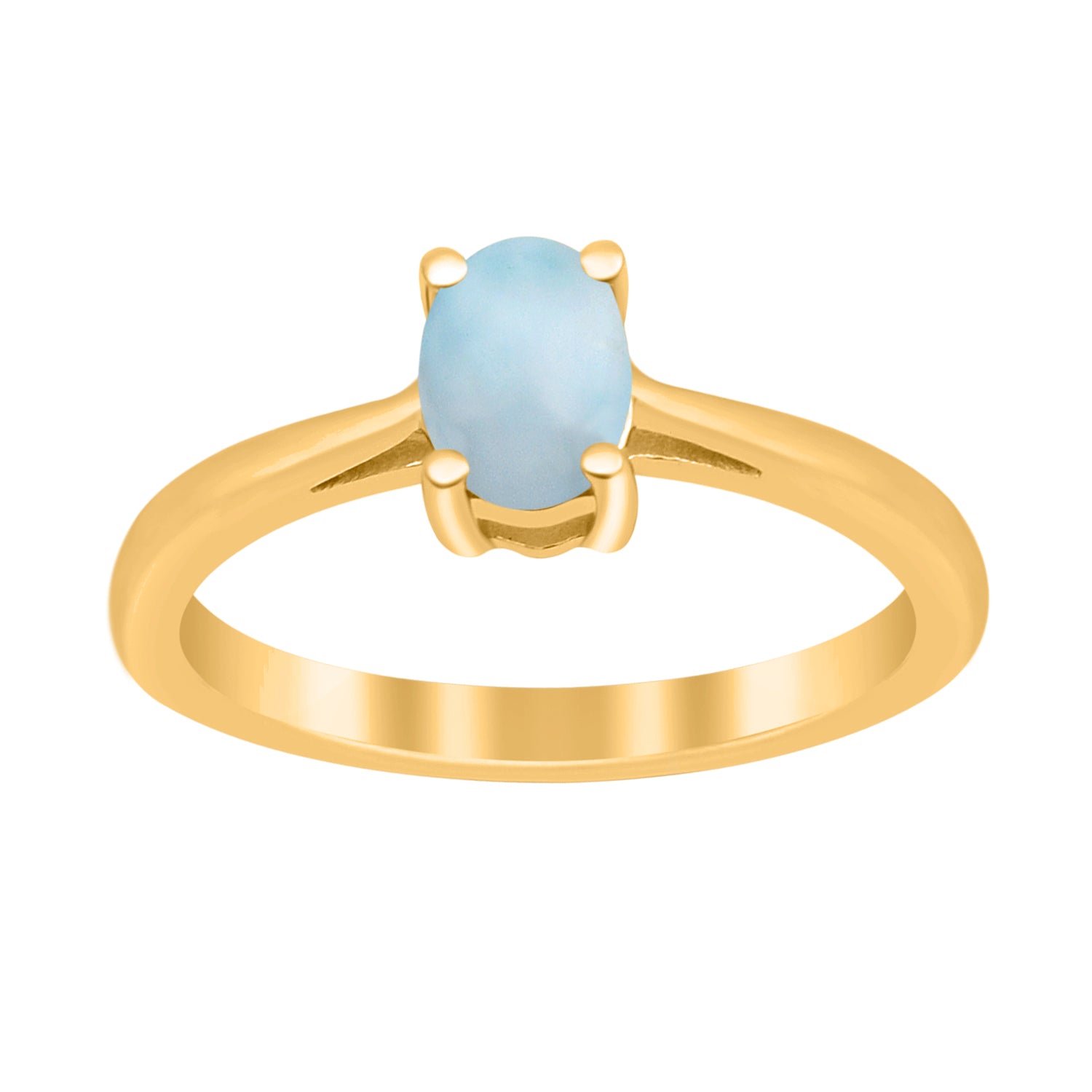 Larimar Solitaire Minimalist Classic Ring- Sterling Silver