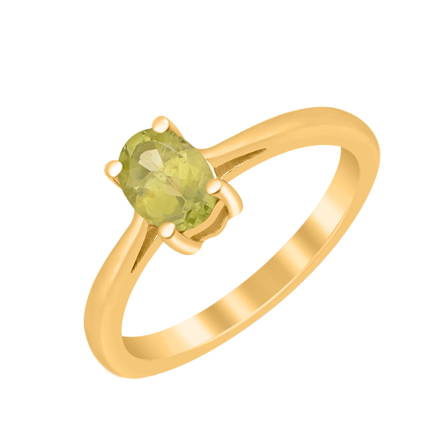 Peridot Solitaire Minimalist Classic Ring- Sterling Silver