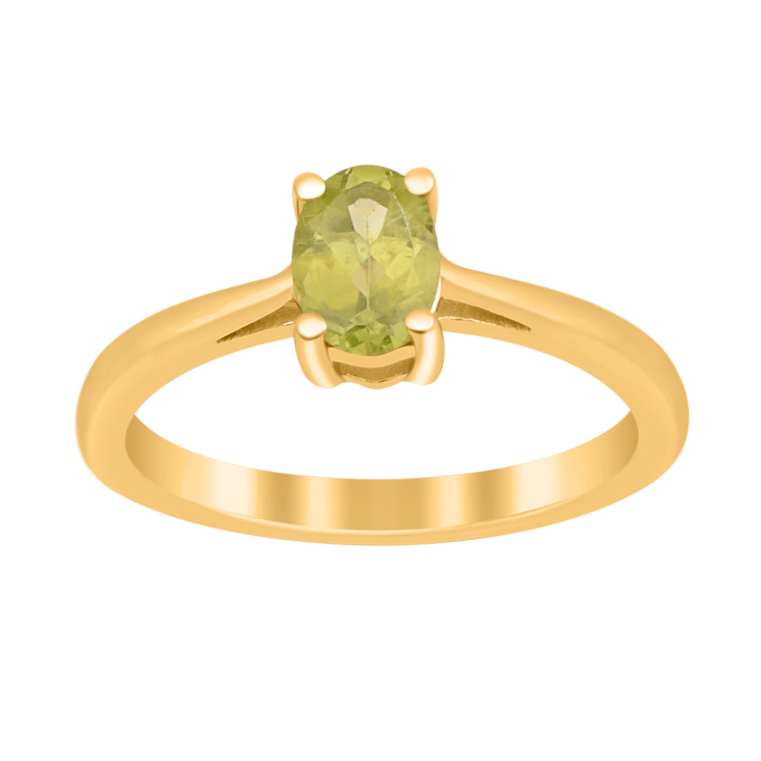 Peridot Solitaire Minimalist Classic Ring- Sterling Silver
