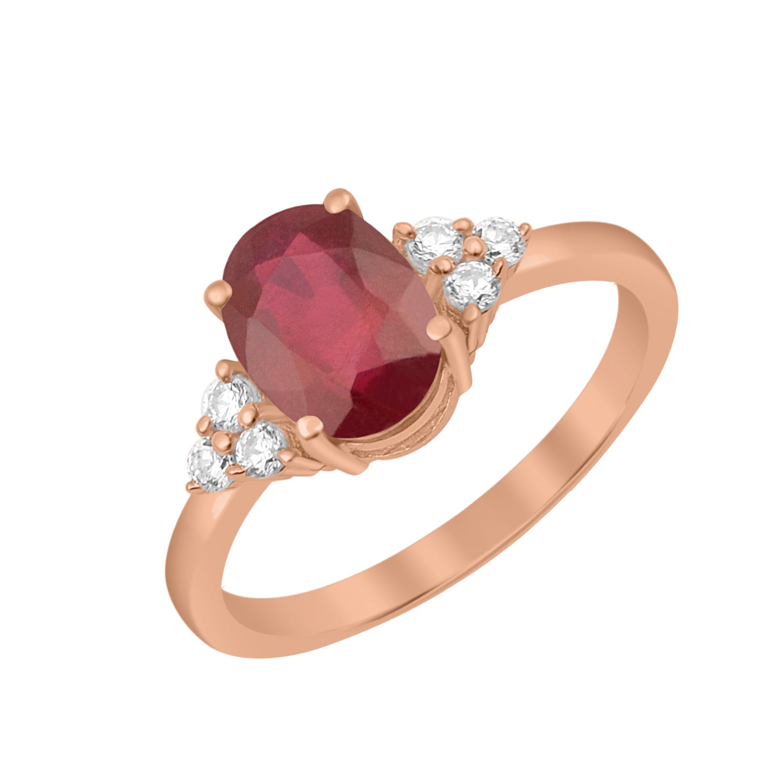 Ruby Solitaire Accents Wedding Ring -Sterling Silver