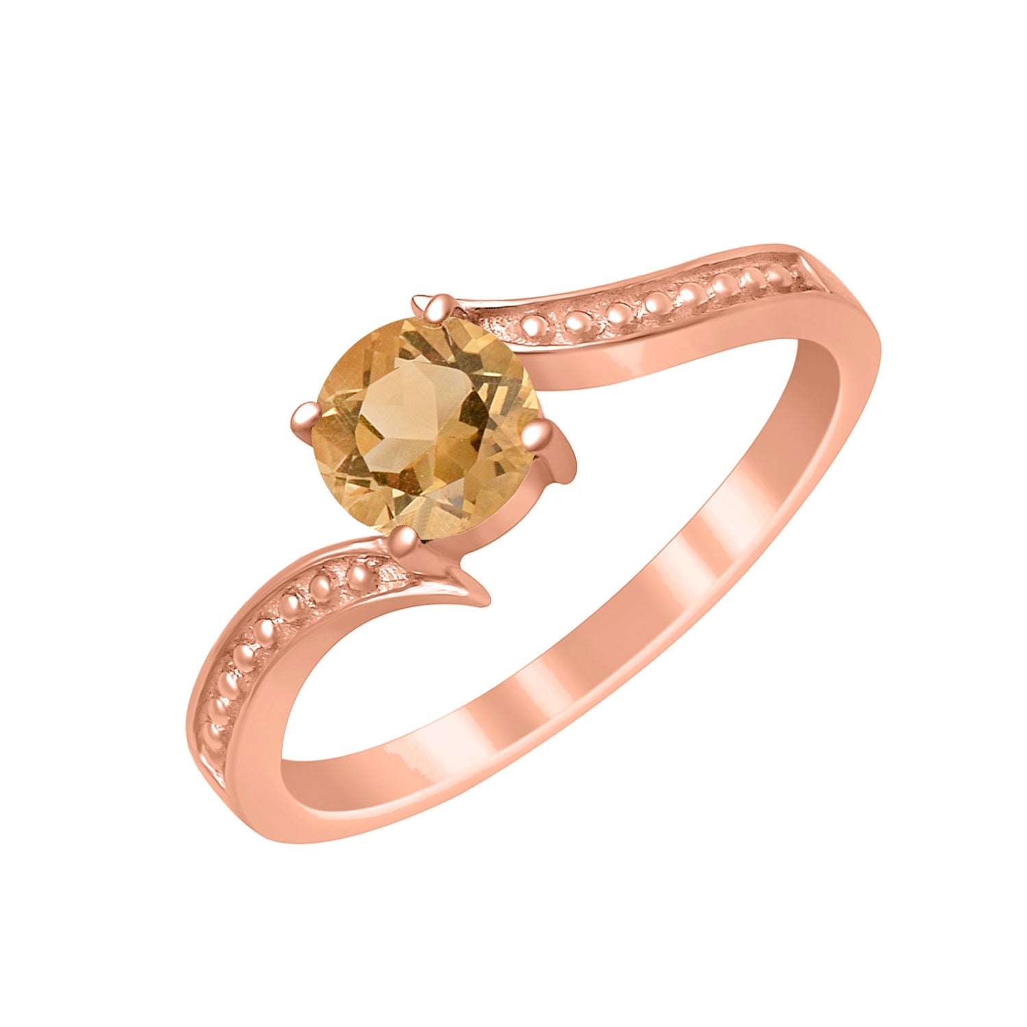 Citrine Elegant Solitaire Bypass Ring -Sterling Silver