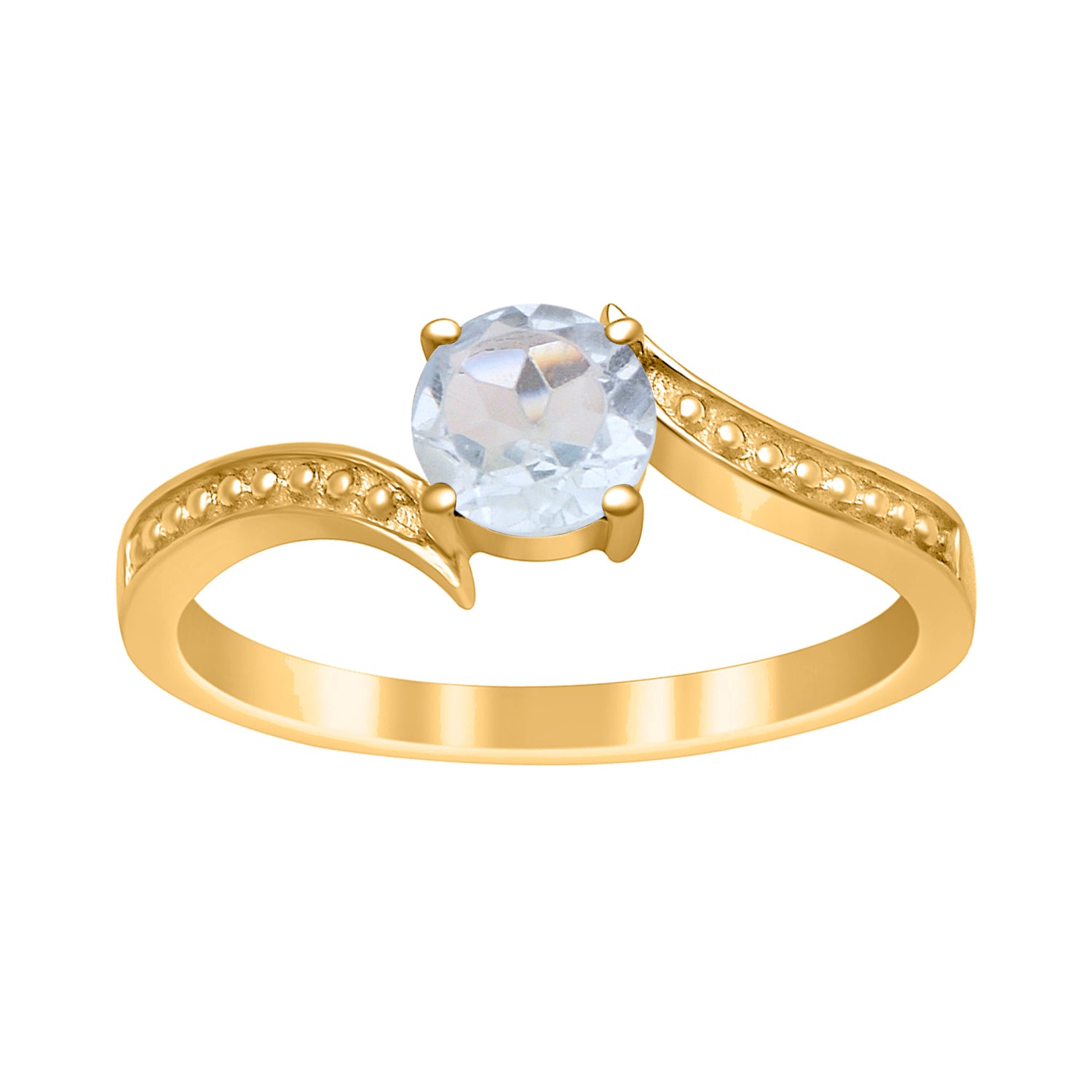 Aquamarine Elegant Solitaire Bypass Ring -Sterling Silver