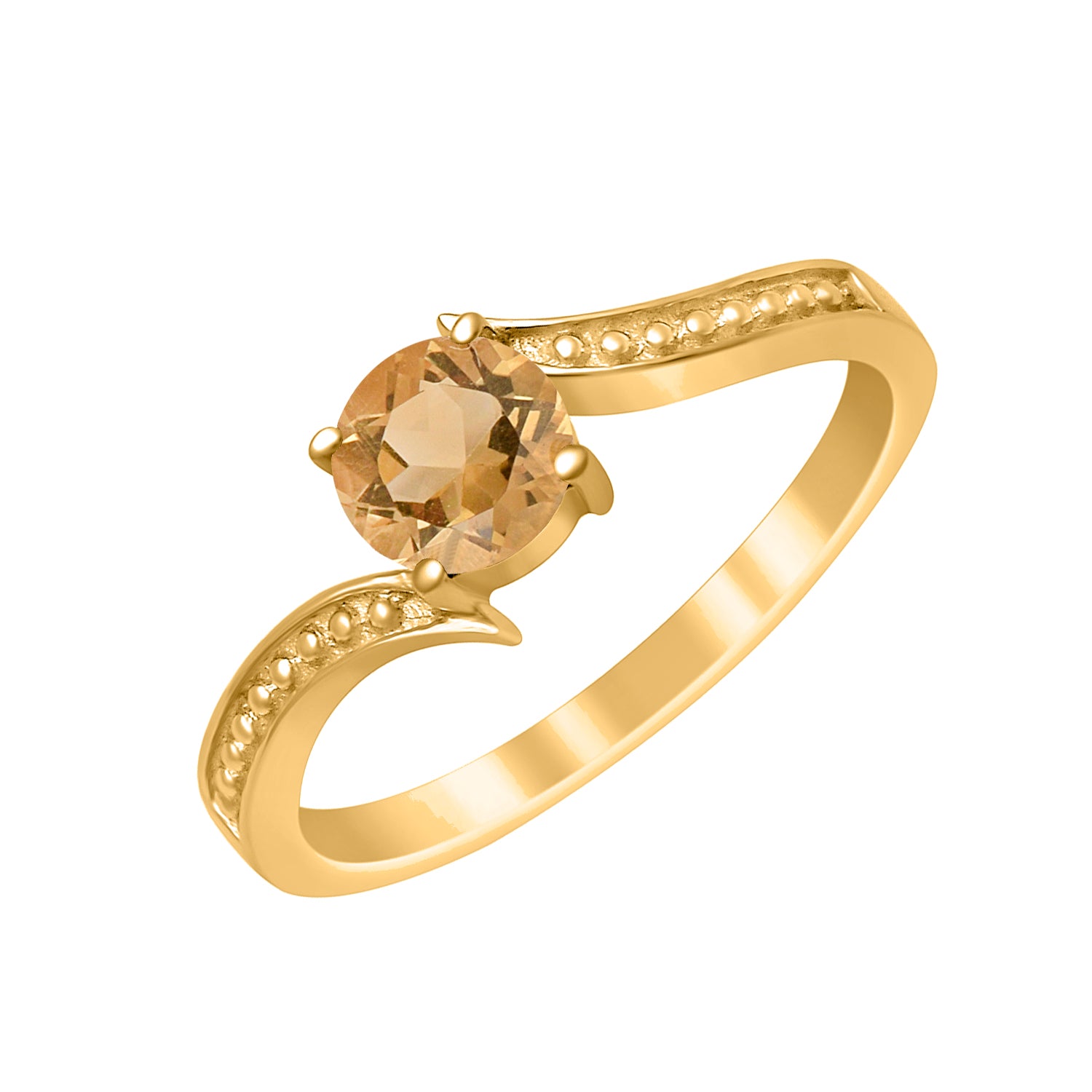 Citrine Elegant Solitaire Bypass Ring -Sterling Silver