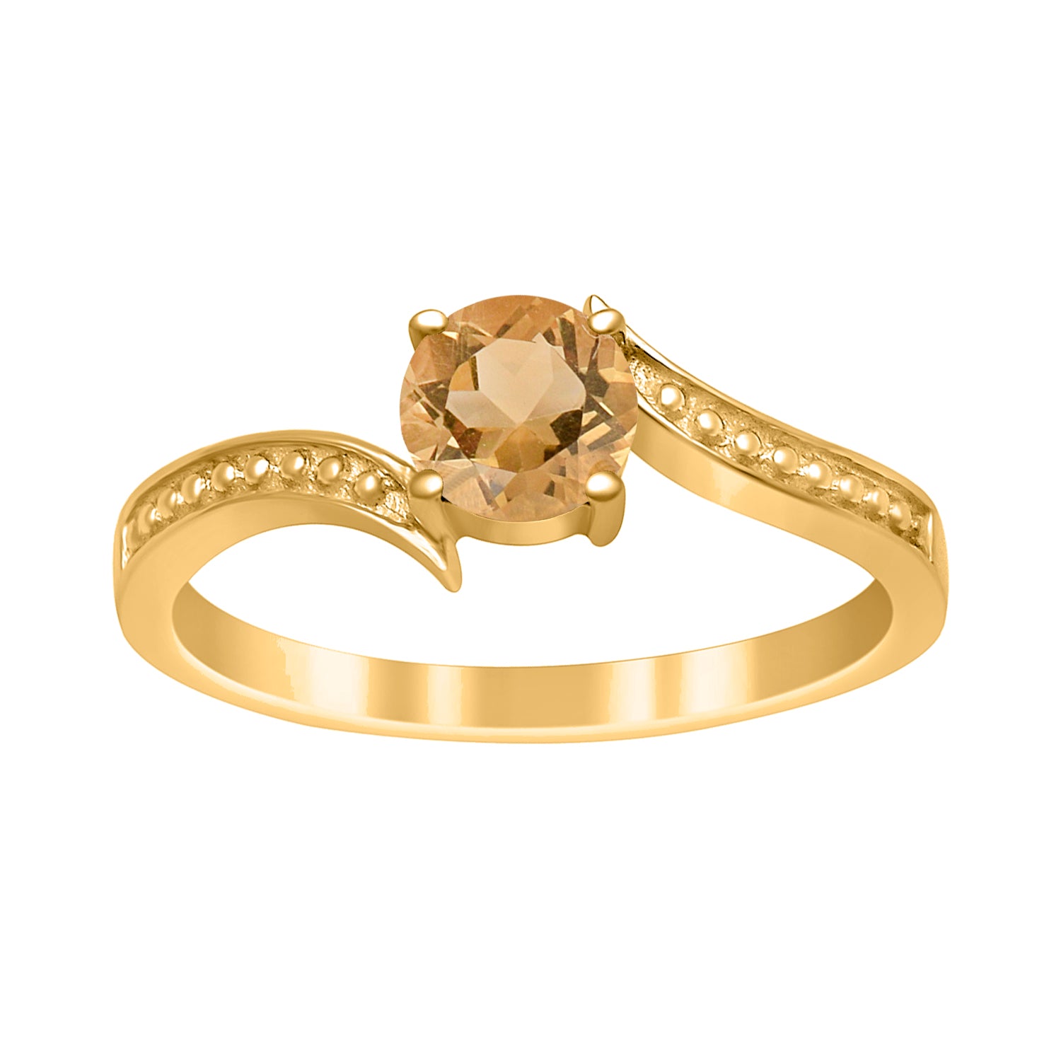 Citrine Elegant Solitaire Bypass Ring -Sterling Silver