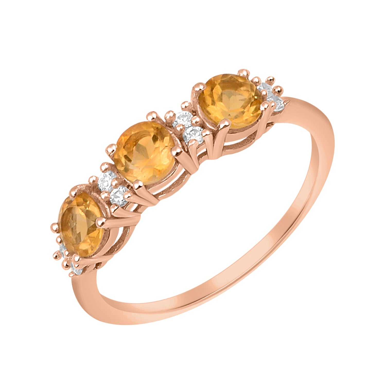 Citrine Three Stone Ring -Sterling Silver