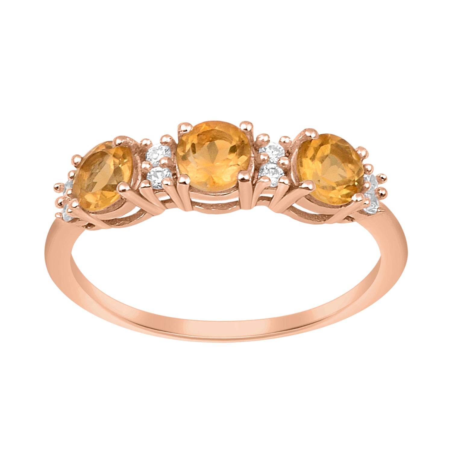 Citrine Three Stone Ring -Sterling Silver