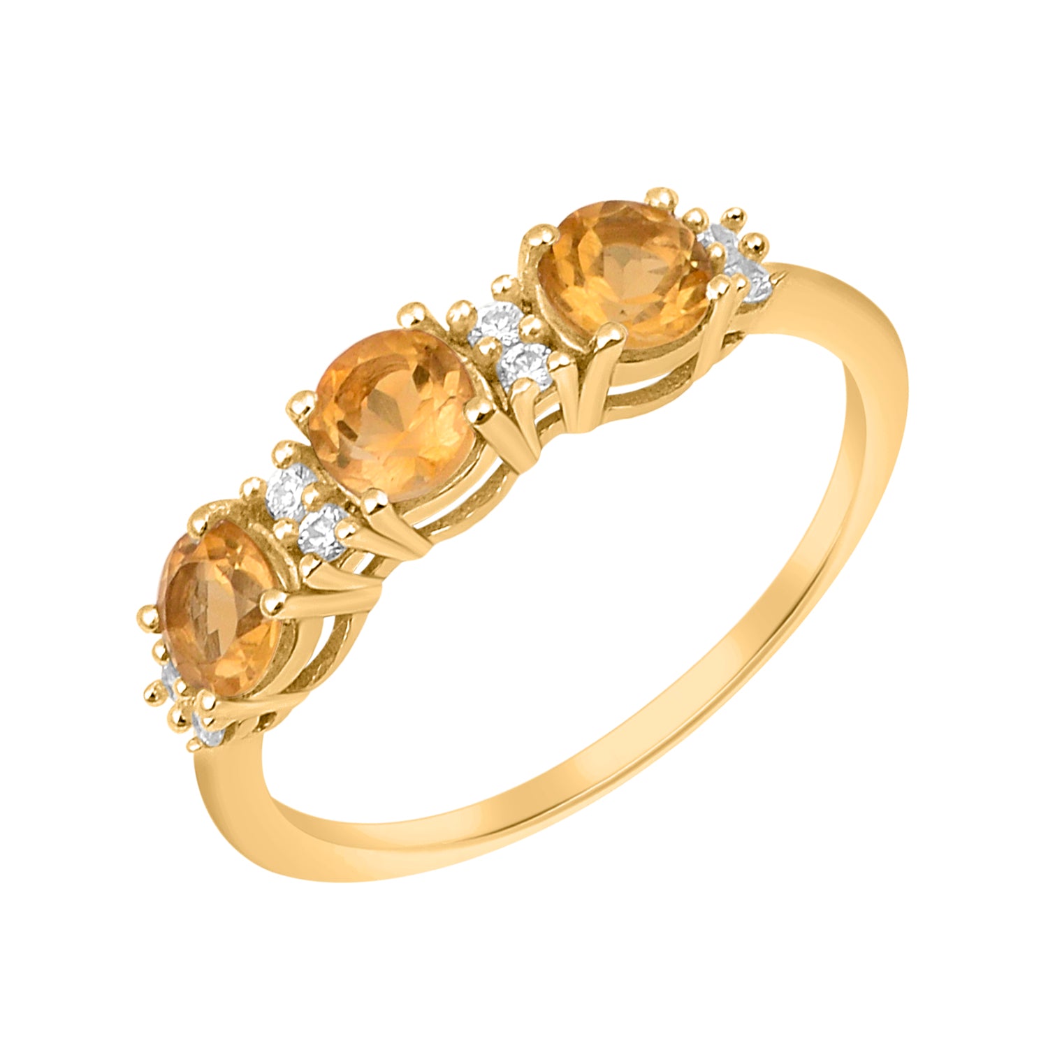 Citrine Three Stone Ring -Sterling Silver