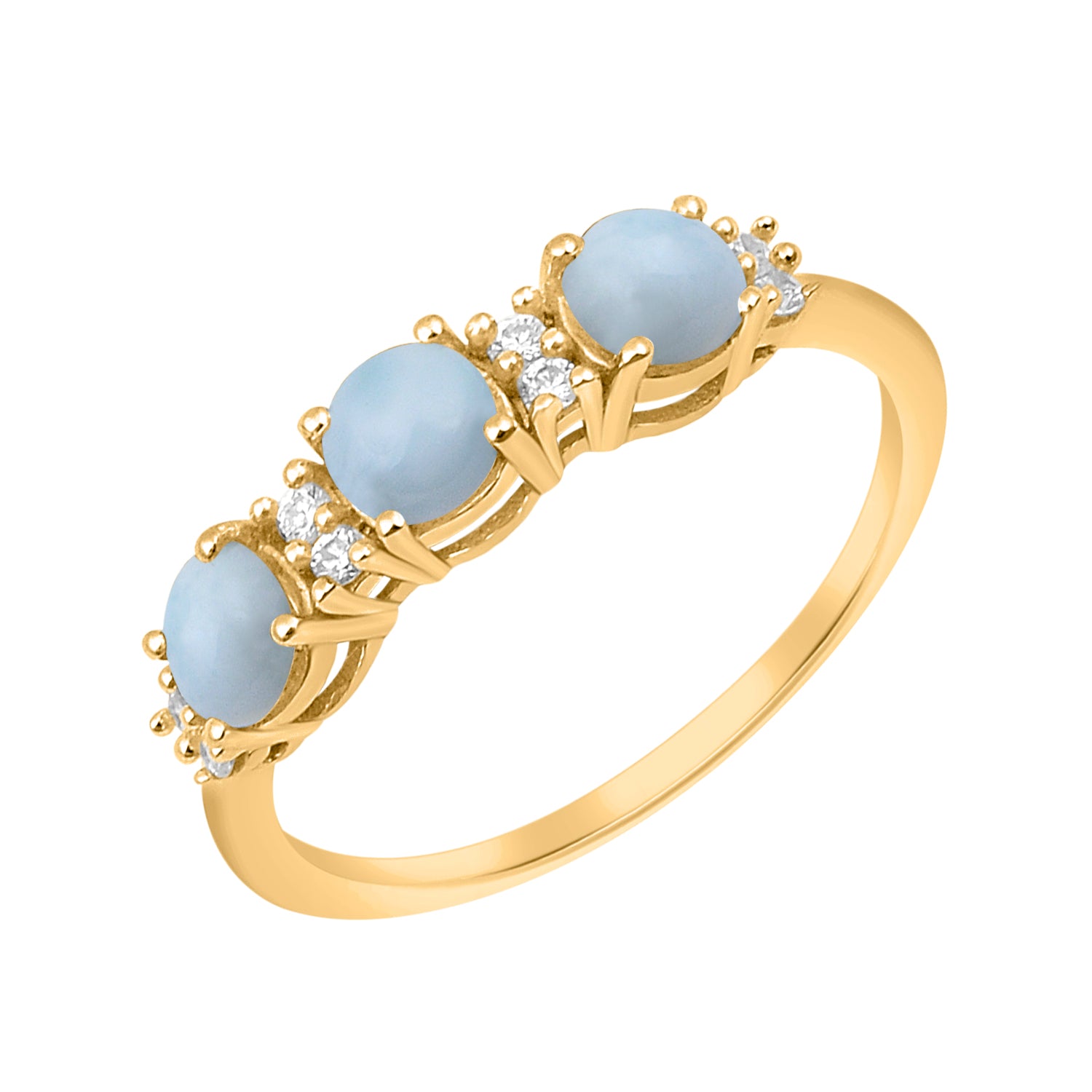 Larimar Three Stone Ring -Sterling Silver
